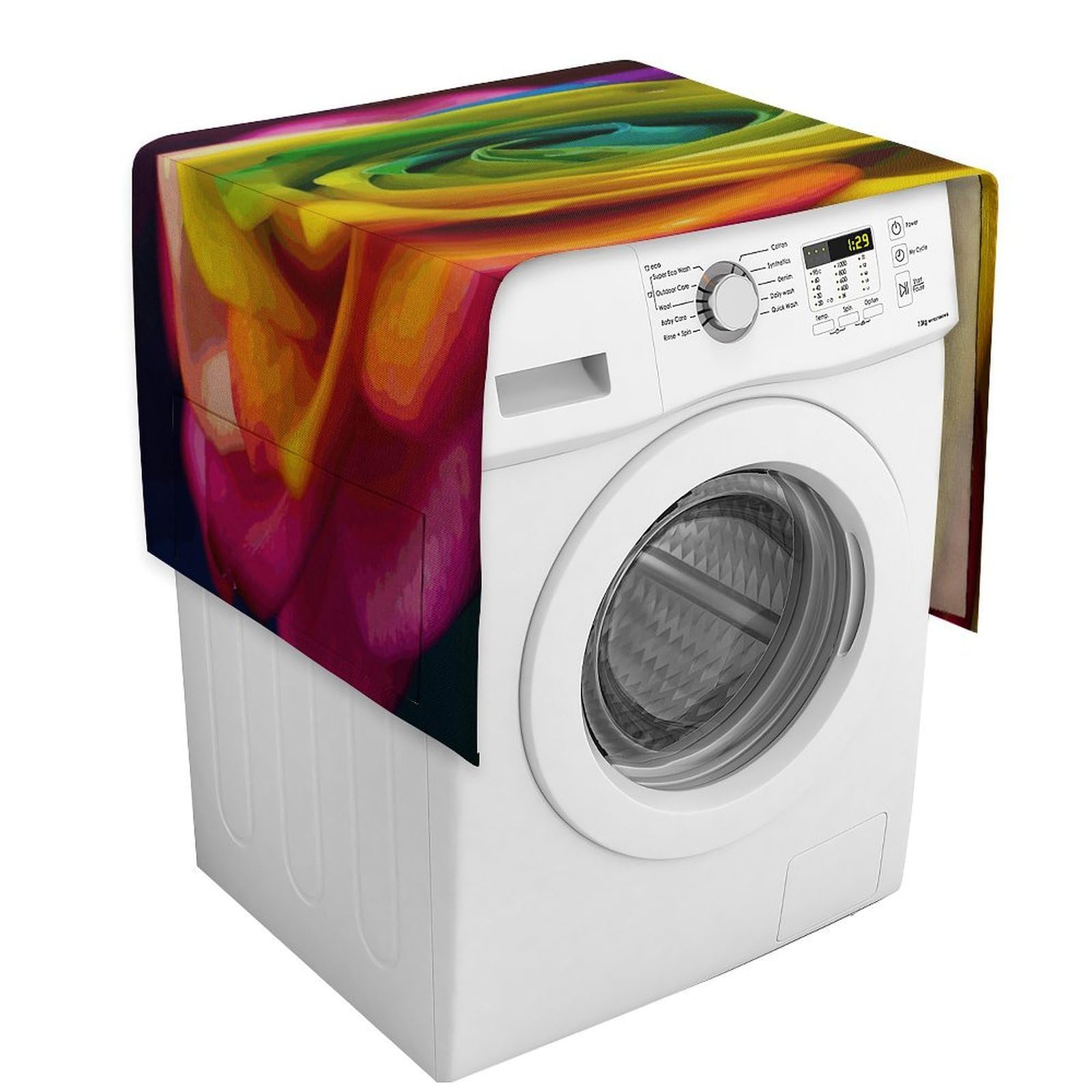 Vstadank Style Rainbow Flower Dust Cover Dustproof Washer And Dryer Covers For The Top Fridge Dust Cover Multi-Purpose Decorative Kitchen Appliance Covers For Home Machine Protector