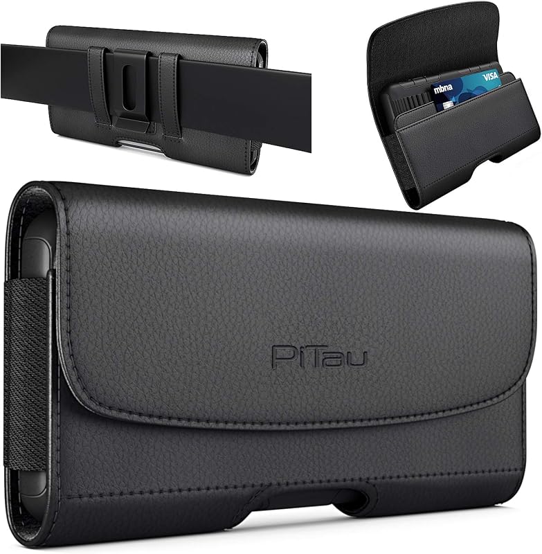 Funda para Galaxy S24+ Plus 5G S23+ S22+ S21+ S20+ S10+ S9+ S8+ S21 FE A20 A30 A54 A53 Funda para cinturón de teléfono celular con clip para tarjeta de identificación (se adapta a Samsung con funda Otterbox) Negro