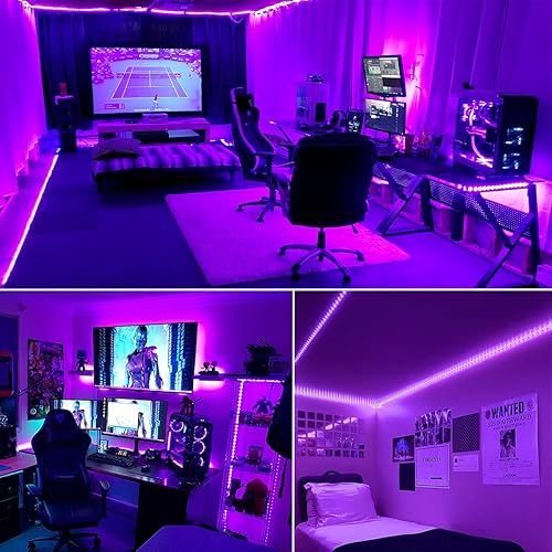 Miniatura 6 de Onteisk - Kit de cinturón de luz LED UV negro de 40 pies, 720 cuentas de lámpara UV, lámpara negra flexible de 12 V, 39.4 ft con control remoto,