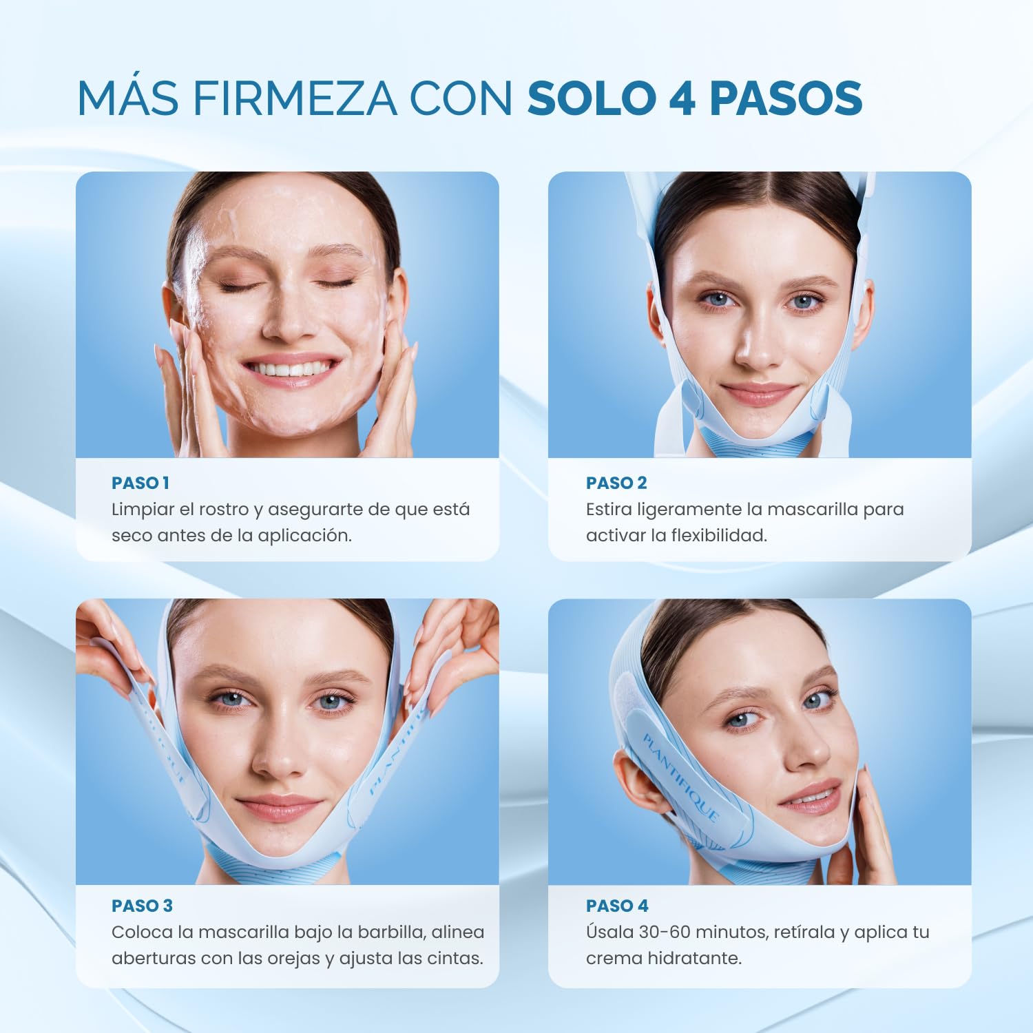 PLANTIFIQUE Mentonera Papada Reutilizable - Máscara Correa Transpirable - Mascarilla Facial V-Line Lifting Face Mask Chin Strap — view 3