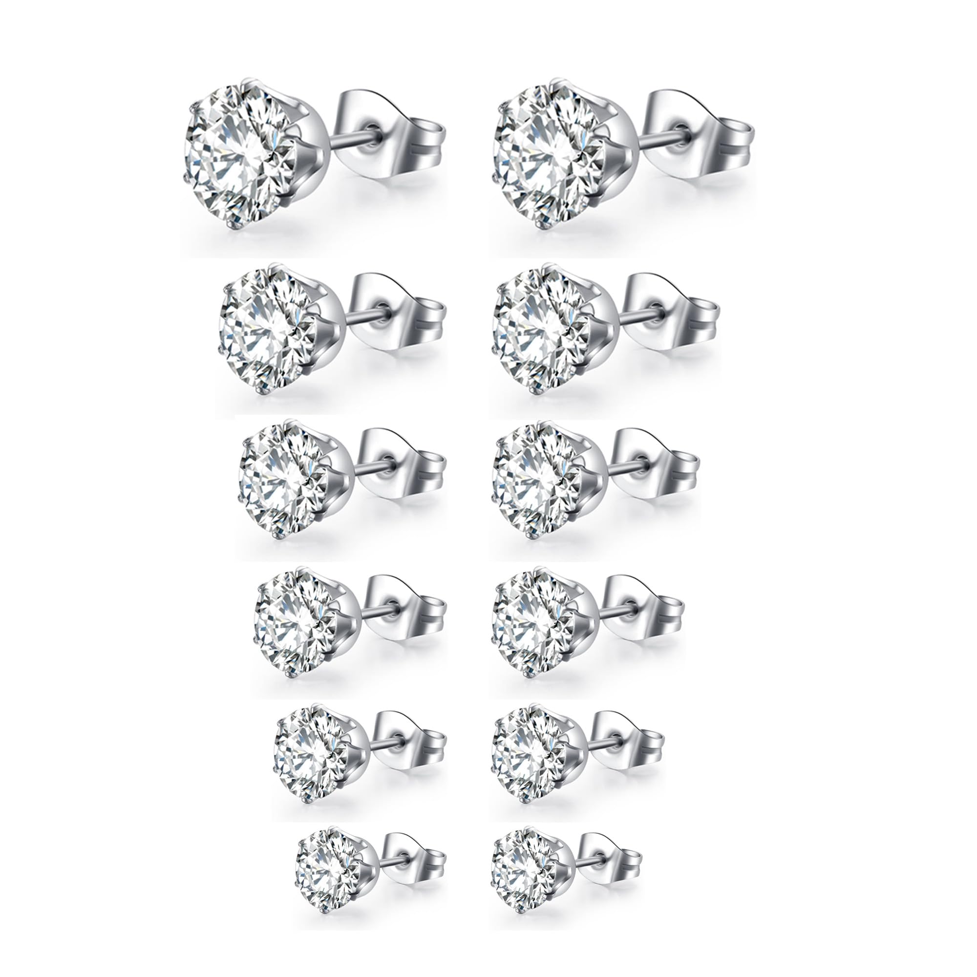 Mochity6 pares Pendientes Acero Quirurgico Hipoalergenicos, Pendientes Plata Oro, Pendientes Cartilago Oreja, Pendientes Pequeños Quirurgicos, Pendientes Plata Para Mujer Hombre