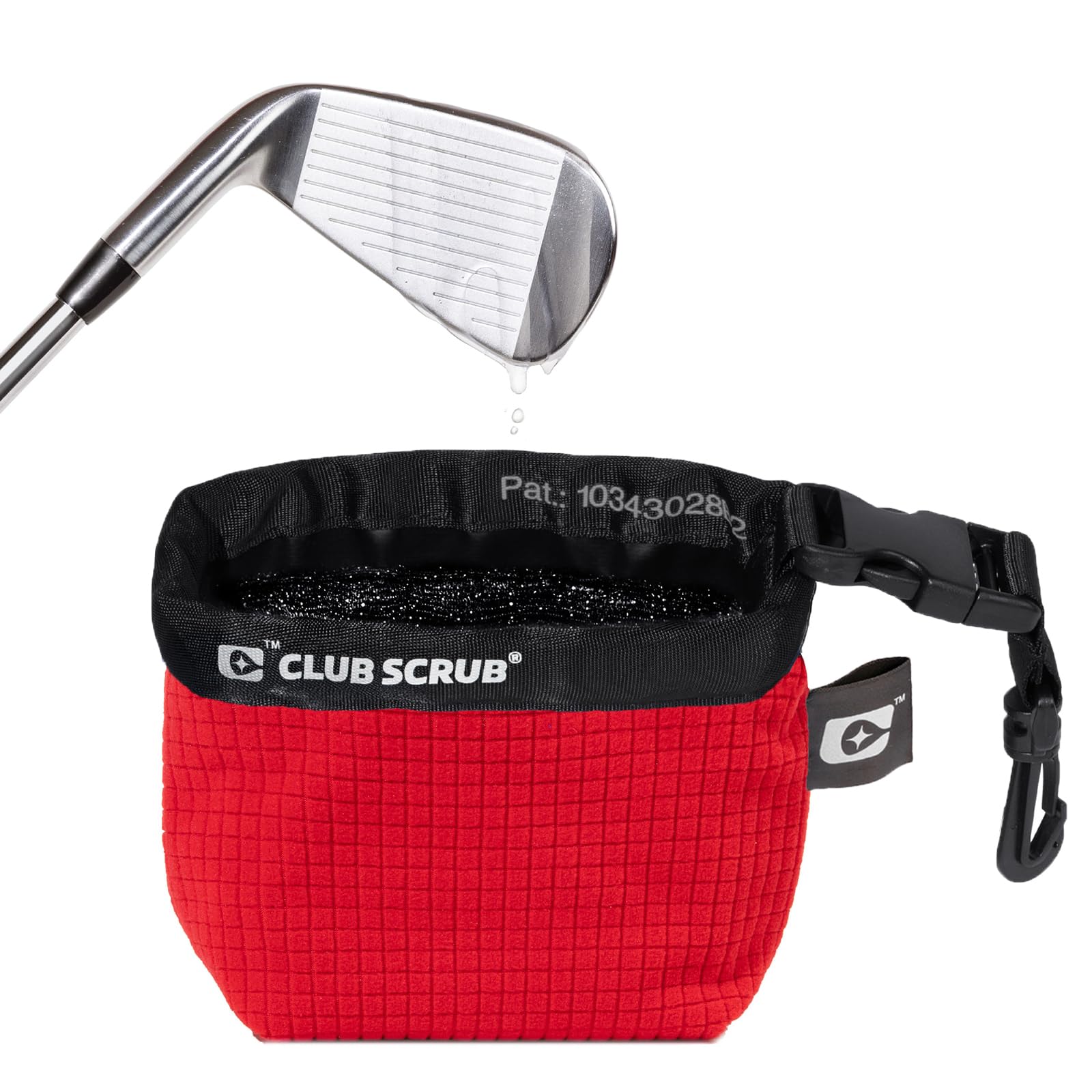 Club Scrub Red Pro Golf Club and Golf Ball Cleaning Bag, Waterproof, Dry Microfiber, Detachable Clip, Machine Washable, Cleans Club Grooves โ image 1