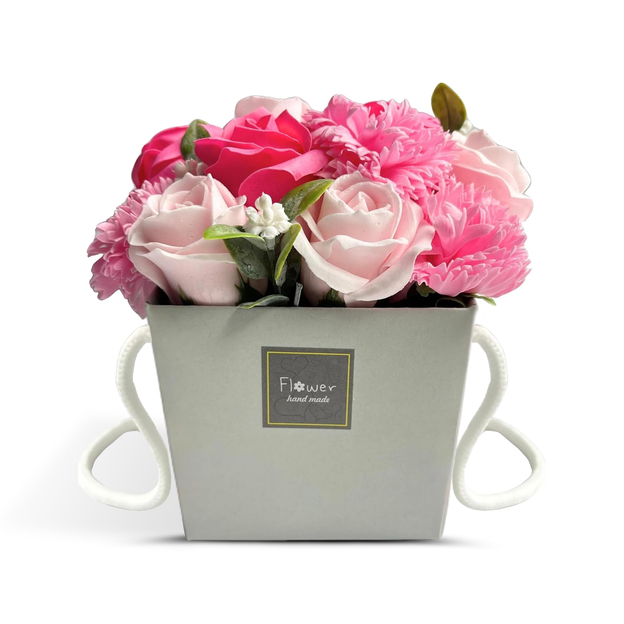 Soap Flower Bouquet Pink Rose and Carnation Mothers Day Flowers Valentine Flowers for Her and Flower Bouquet For Your Loved Ones