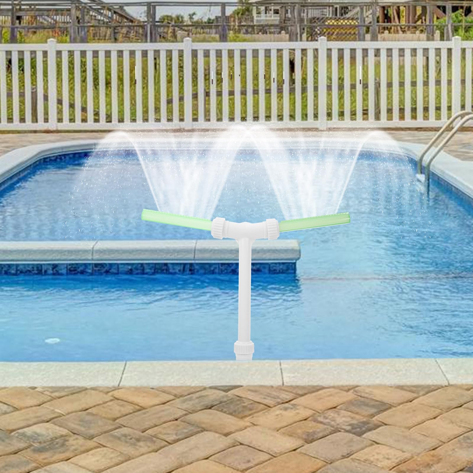 Fuente de Cascada Doble para Piscina y Estanque Diseño de Doble Cabezal en Plástico Blanco, Fácil de Remover Soporte Resistente para Airear el Agua