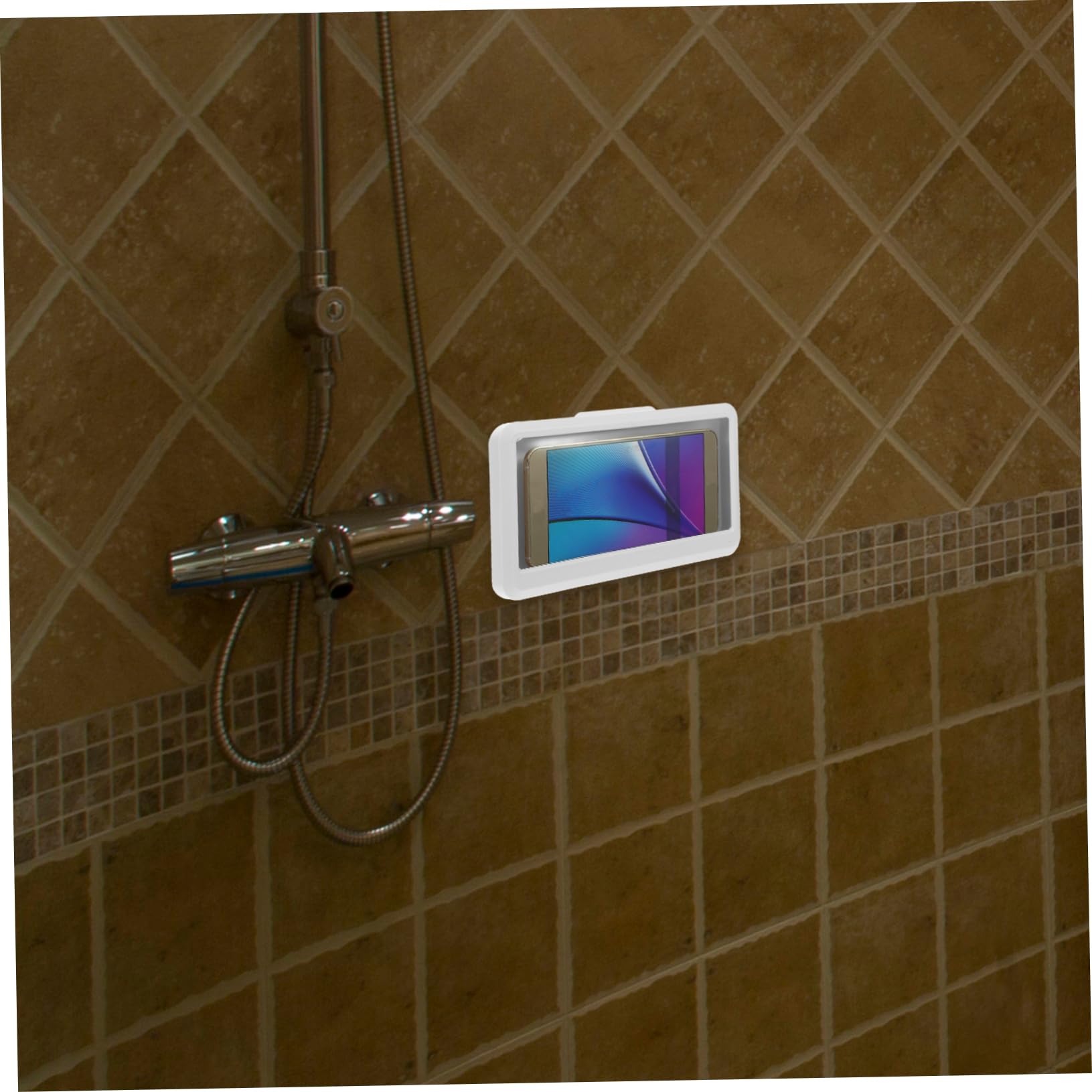 Hemobllo 4pezzi Custodia Da Doccia Per Smartphone Supporto Murale Per Telefono Montaggio Facile Bagno Visualizzazione Verticale e Orizzontale Perfetta Per Guardare Video e Ascoltare Musica