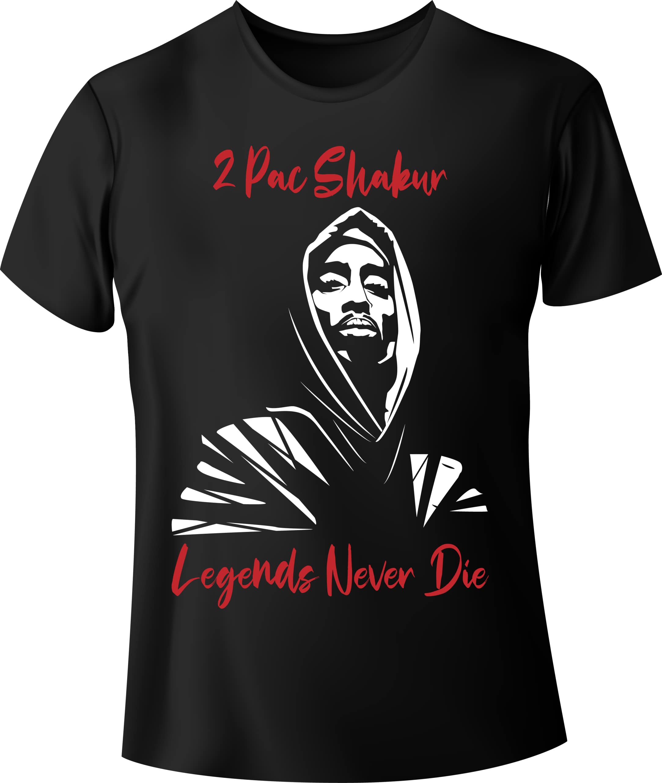 Tupac Shakur, Legends Never Die, Hip Hop, Rap T-Shirt, 100% Cotton, D-0001
