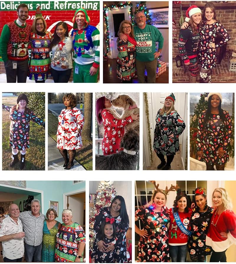 VISLILY Women's Plus Size Christmas Print Casual Swing T-Shirt Dress with Pockets - Image 5