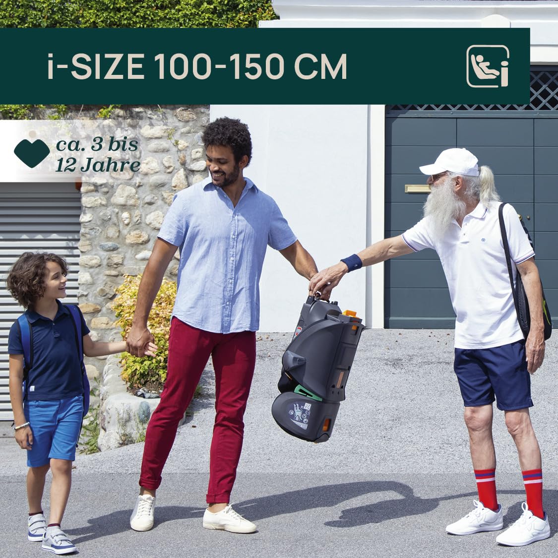 Chicco Fold&Go I-Size Kindersitz 15-36 kg mit ISOFIX Konnektoren, Gruppe 2/3 für Kinder von 3-12 Jahren, faltbar und klappbar, Seitenschutz, Höhe und Breite verstellbar, India Ink