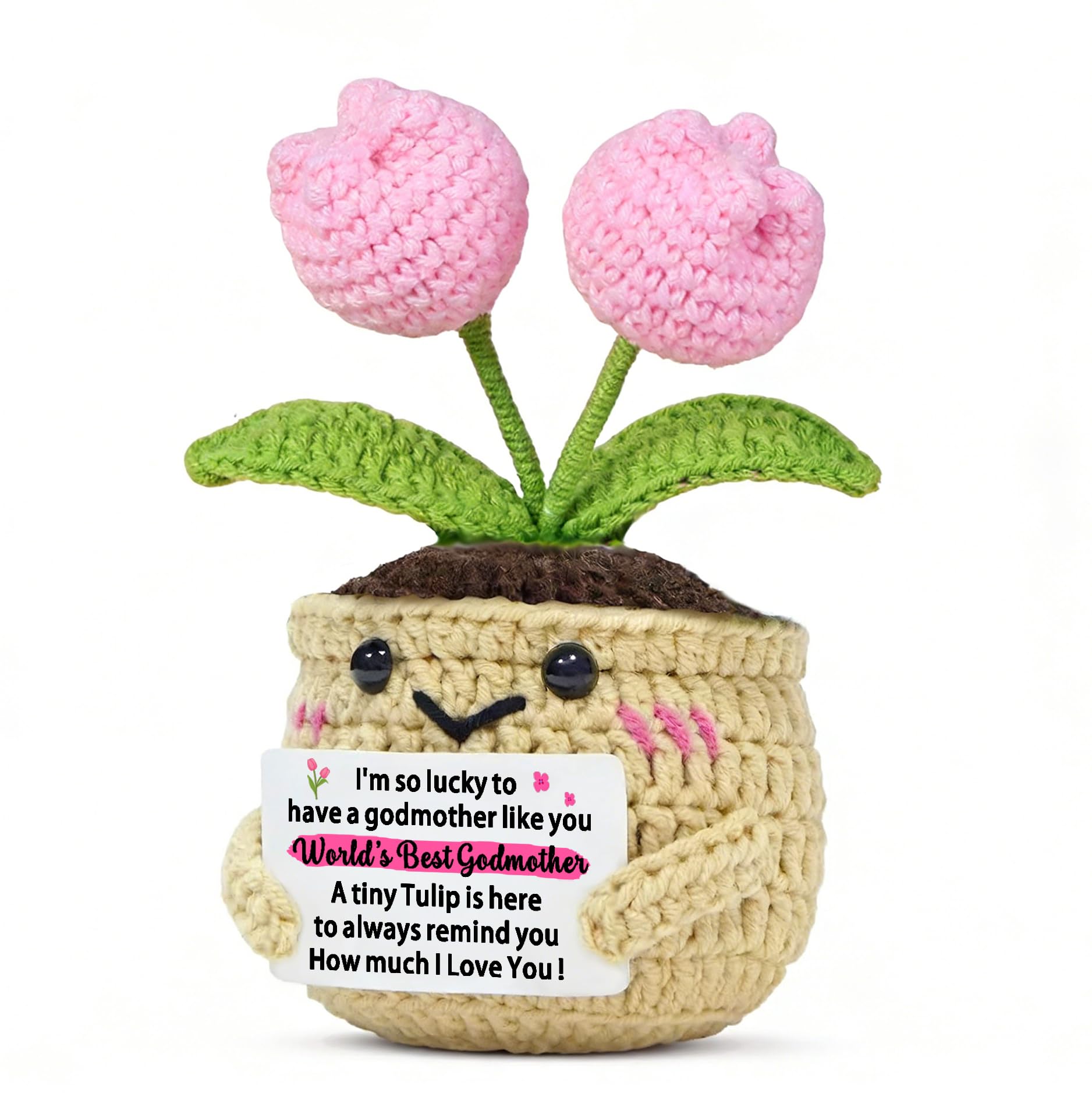 FMCC Godmother Gifts-Best Godmother Birthday Christmas Handmade Crochet Tulip Gift I Love You