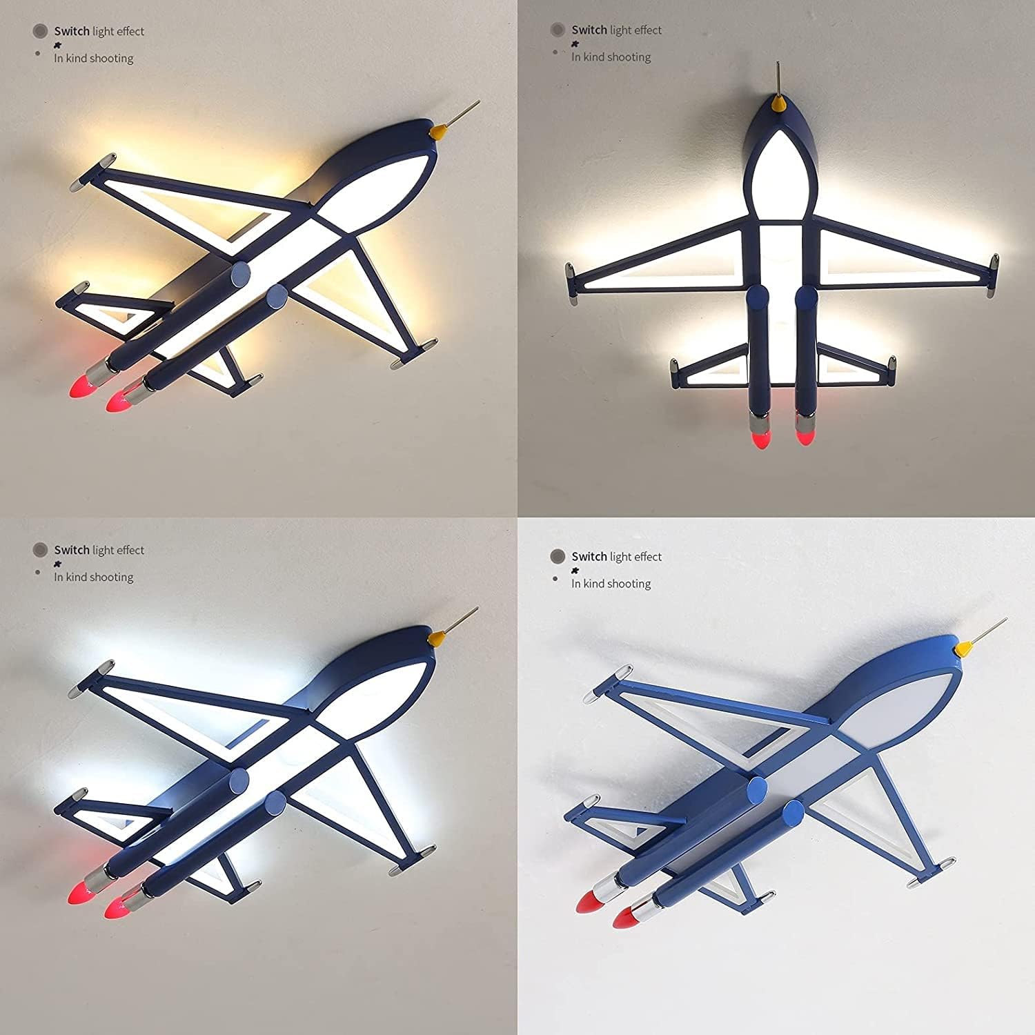 LED Ceiling Lamp for Children 71 cm 66 W Living Bedroom Decoration Lighting Missile Aircraft Spotlight Attack Plane Blue Green Ceiling Lamp (Blue) image 5