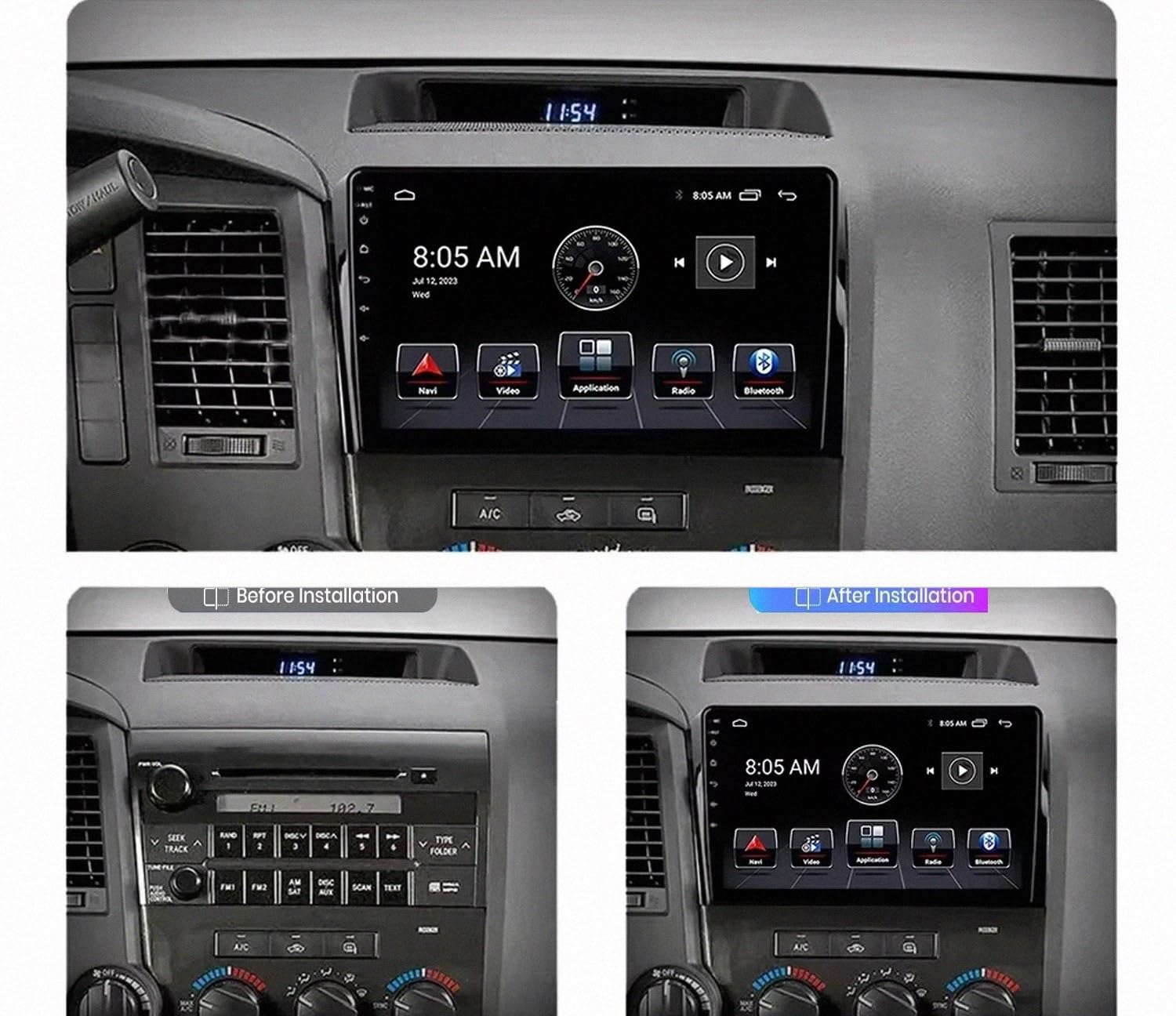 Autoradio Gps Navigation 2 Din per Toyota Sequoia XK60 2008-2017 Wireless Carplay Android Auto Stereo Auto Bluetooth Ips con Pantalla Táctil con Gps, 8 Nucleo 6G+128G