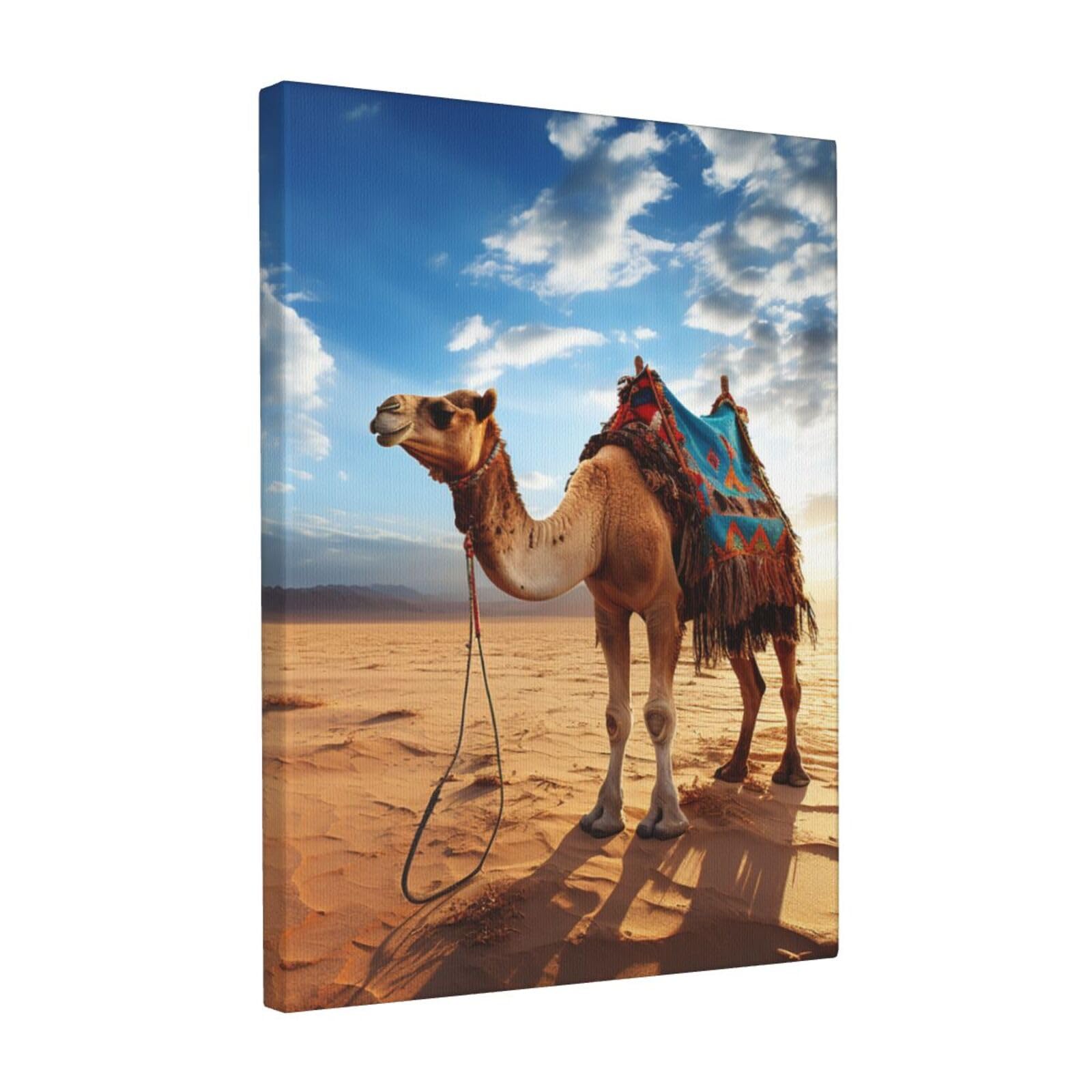 FodPand Camel Blue Sky Canvas Wall Art for Living Room Wall Decor 12"x16" Modern Artwork Painting Pictures Hanging Canvas Prints Aesthetic Wall Art for Bedroom Bathroom Office Wallart Decor