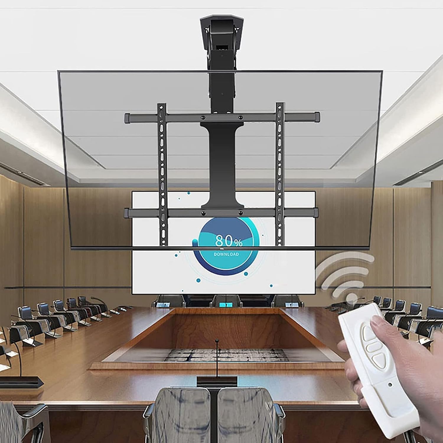 Qunine HXRW Staffa per TV Supporto TV motorizzato, Staffa TV di Sollevamento con Telecomando e Controllo Interruttore, Adatto for Schermo LED da 32-75 Pollici Supporti da Parete e da soffitto
