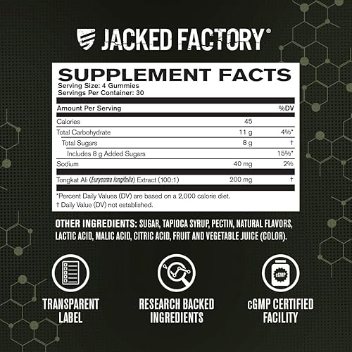 Vista 14 de Jacked Factory Indonesian Tongkat Ali + Fadogia Agrestis - Extracto 200:1 Longjack Tongkat Ali para hombres con Fadogia Agrestis 600 mg y Primavie