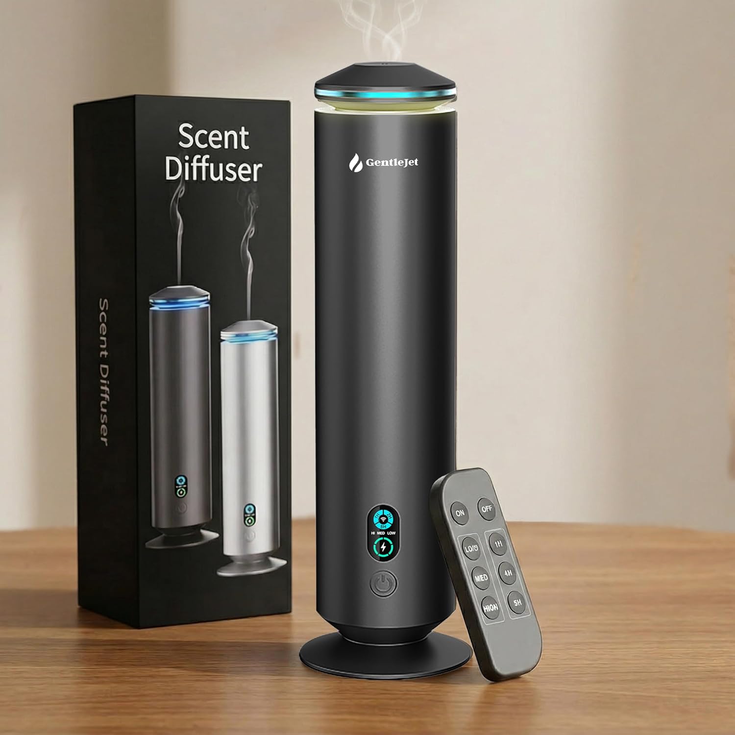 MajesticMist Waterless Essential Oil Diffuser, Rechargeable Aluminum Cold-Air Aroma Diffuser for Large Rooms up to 1000 sq ft, Wireless Charging Base, Quiet, 4 oz, Remote Control