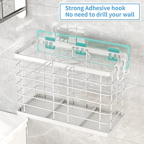 Miniatura 6 de OVICAR Soporte para secador de pelo, organizador de herramientas de pelo 3 en 1, soporte para secadora de pelo, soporte para secadora de pelo,