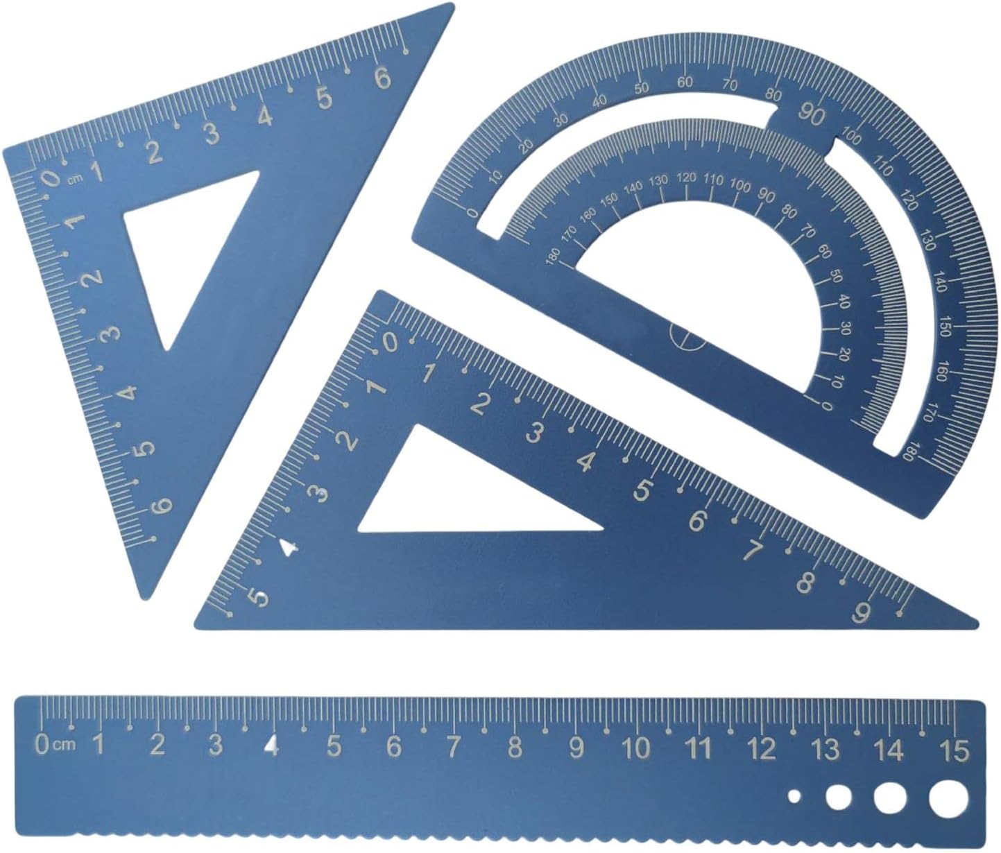 ACCC Math Geometry Kit Compass Set Triangle Right Angle Ruler Ruler for Drawing Blue