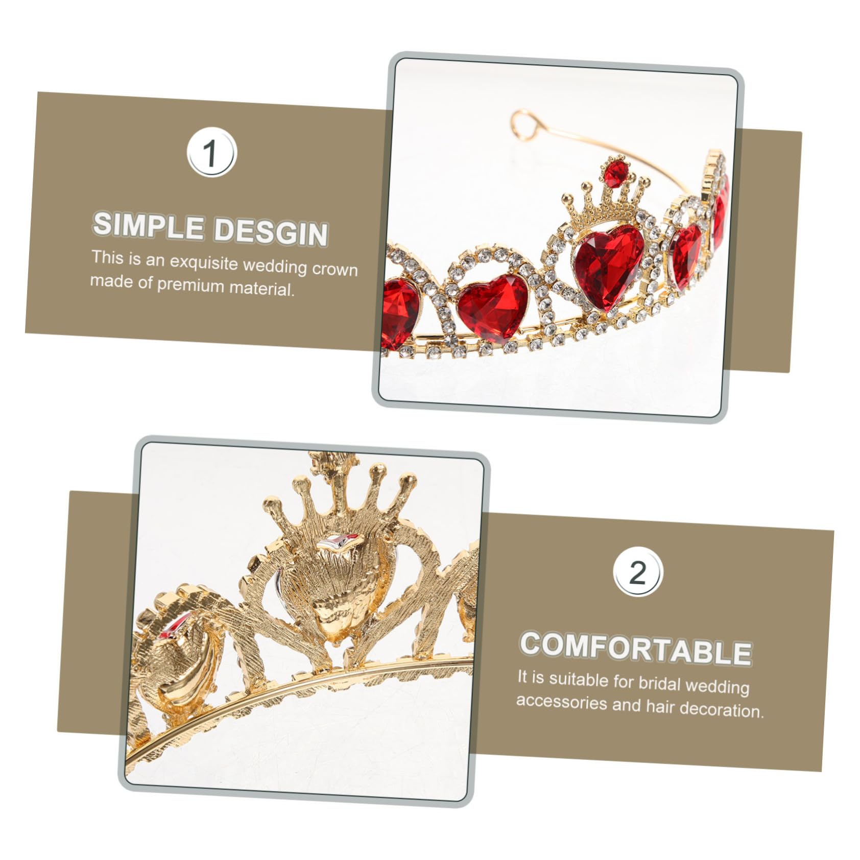 Diadema de Novia Roja con Adorno de Cobre, Hierro y Acrílico