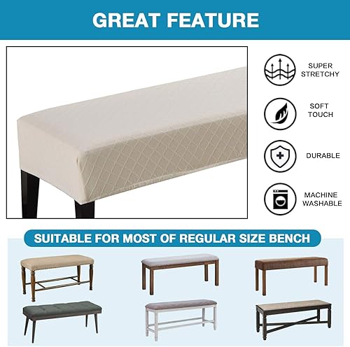 Vista 6 de Fundas de banco Fundas de banco lavables rectangulares para comedor con elástico inferior Funda protectora elástica de muebles para sala
