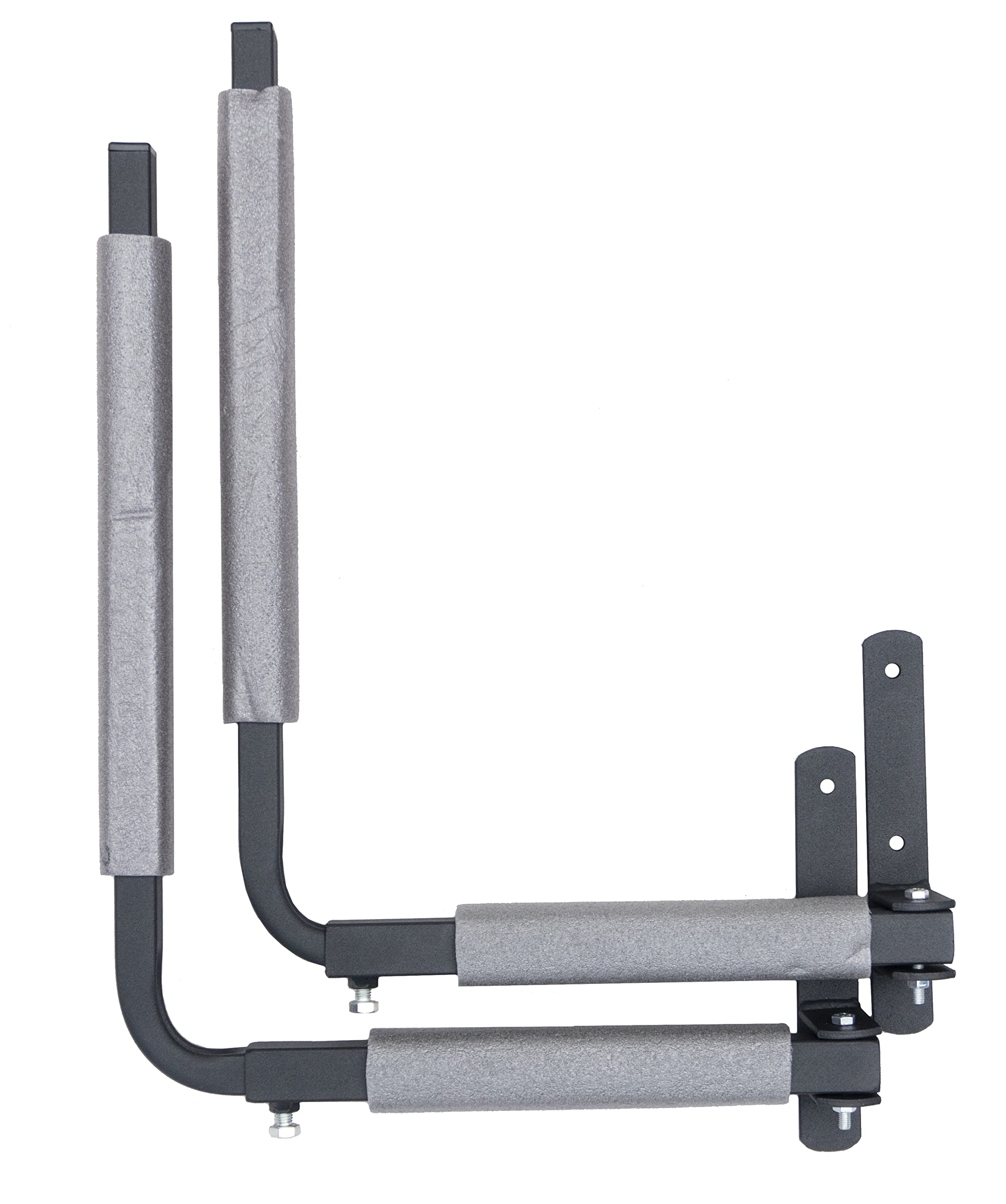 QLS Regulowany uchwyt na box dachowy 33–57 cm szary | Stal malowana proszkowo z pianką PE. Regulowana szerokość 33–57 cm, nośność ok. 40 kg