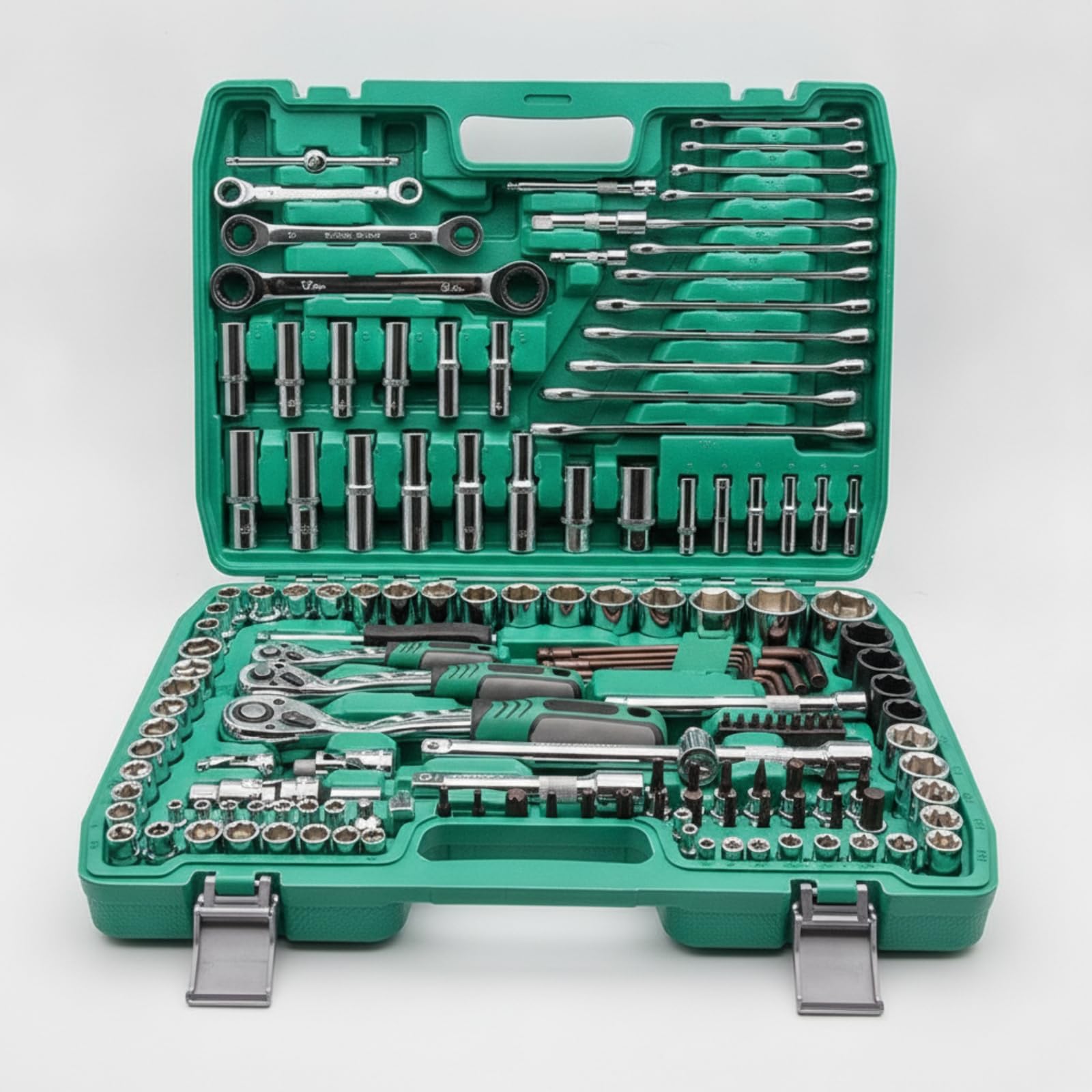 Kit di Riparazione Auto Portatile Set Chiavi a Bussola con Cricchetto Multiuso Utensili per Meccanici, Bagagliaio