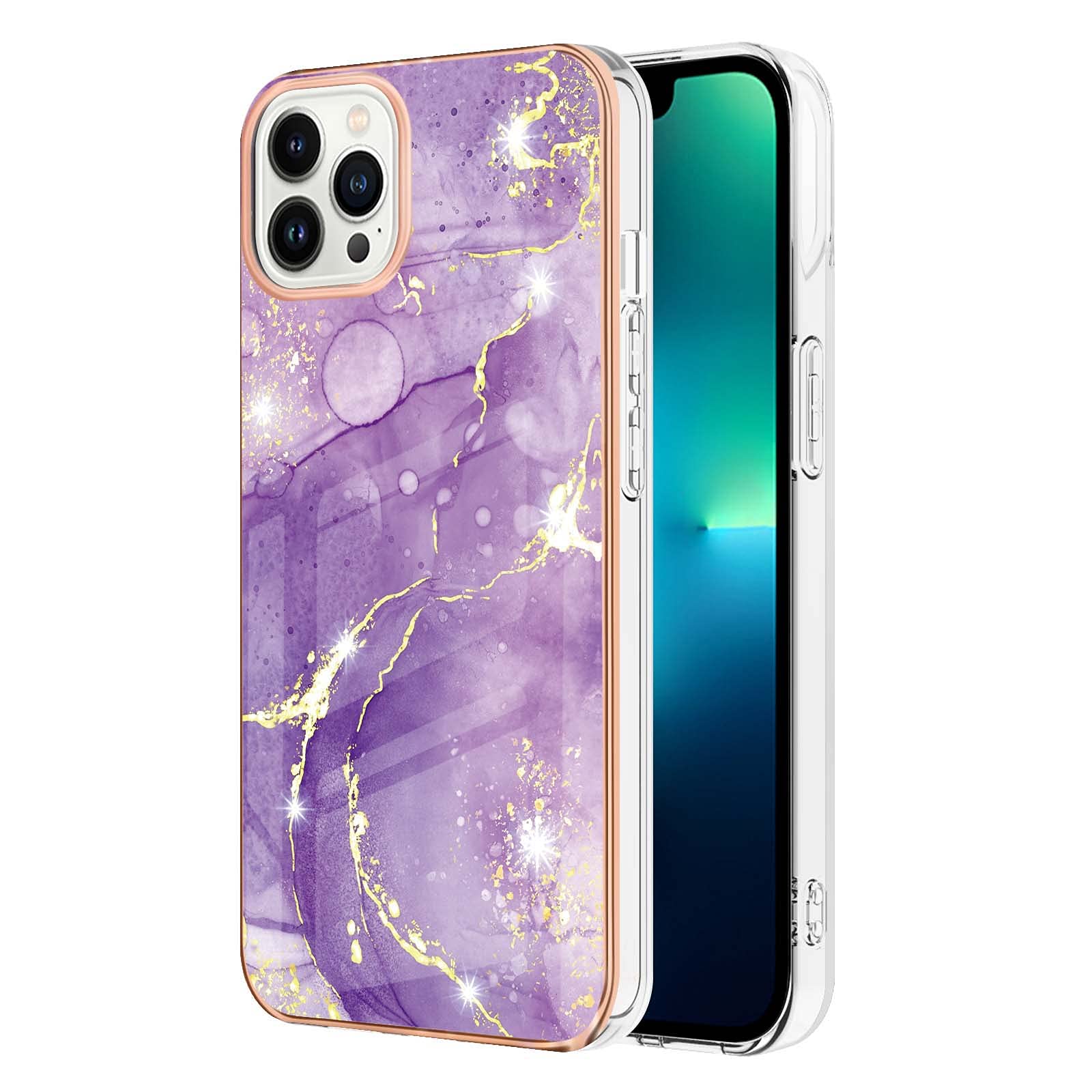 EabHulie iPhone 15 Pro Case, Ultra-Thin Marble Pattern Hybrid Hard Back Soft TPU Bumper Protective Case Cover for iPhone 15 Pro Purple