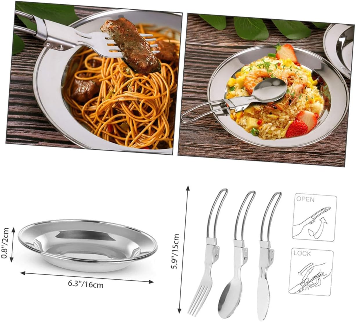 KICHOUSE 2-Person Camping Cookware Set Portable Teapot Outdoor Cooking Utensils Non-Stick Aluminum Folding Fork Spoon Picnic Tableware Style