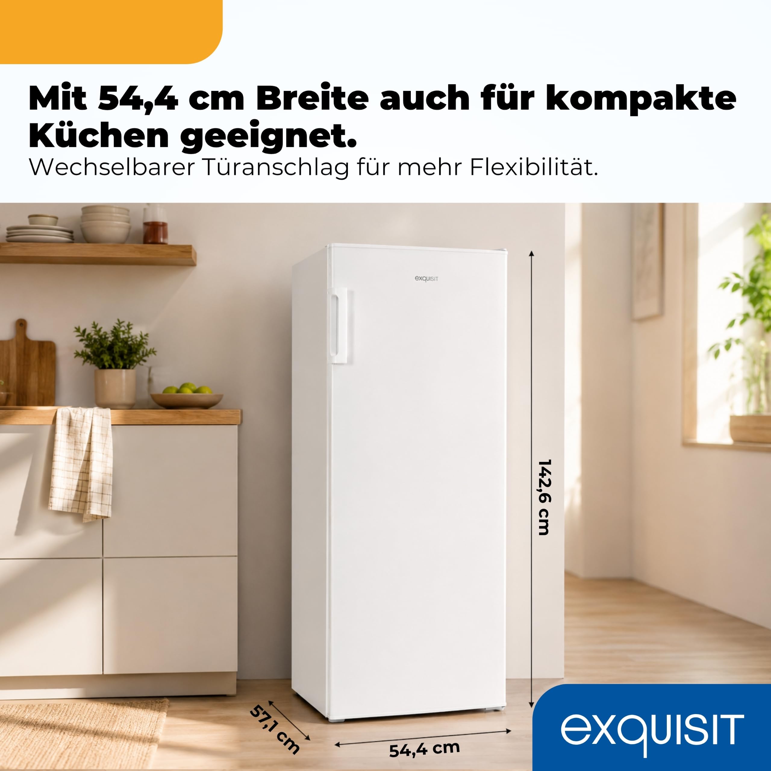 Exquisit GS5230-H-040D Gefrierschrank - 168 l Tiefkühlschrank - Weiß - D | 4 Sterne Gefrierfach - 4 Schubladen - 143 cm hoch - 40 dB leise - Türanschlag wechselbar - Freistehendes Gefriergerät