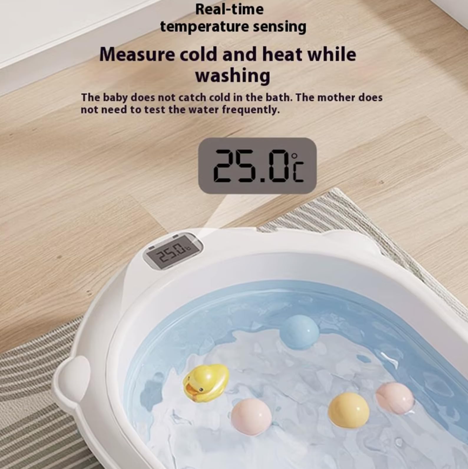 Baby Badewanne mit Gestell, Thermometer und Pflegezubehör, Aufsatz für Neugeborene, Tragbare Badewanne sowie 8-tlg Neugeborenen Pflegeset in Blau oder Rosa