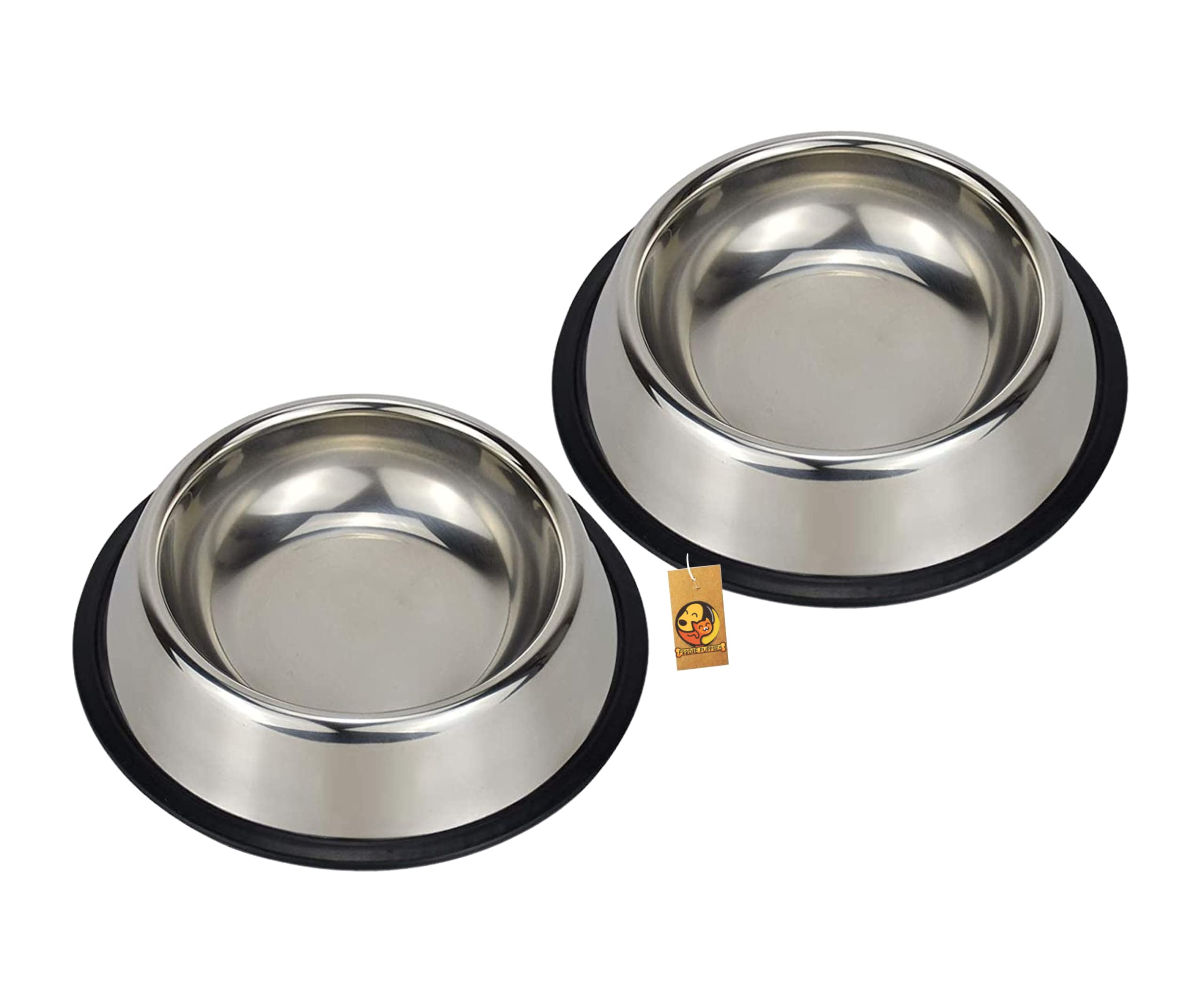 Foodie Puppies Stainless Steel Bowl for Cats and Kittens - 450ml, Small (Pack of 2) I Non-Skid Rubber Bottom Food/Water Bowl I Non-Toxic & 100% Safe for Pets