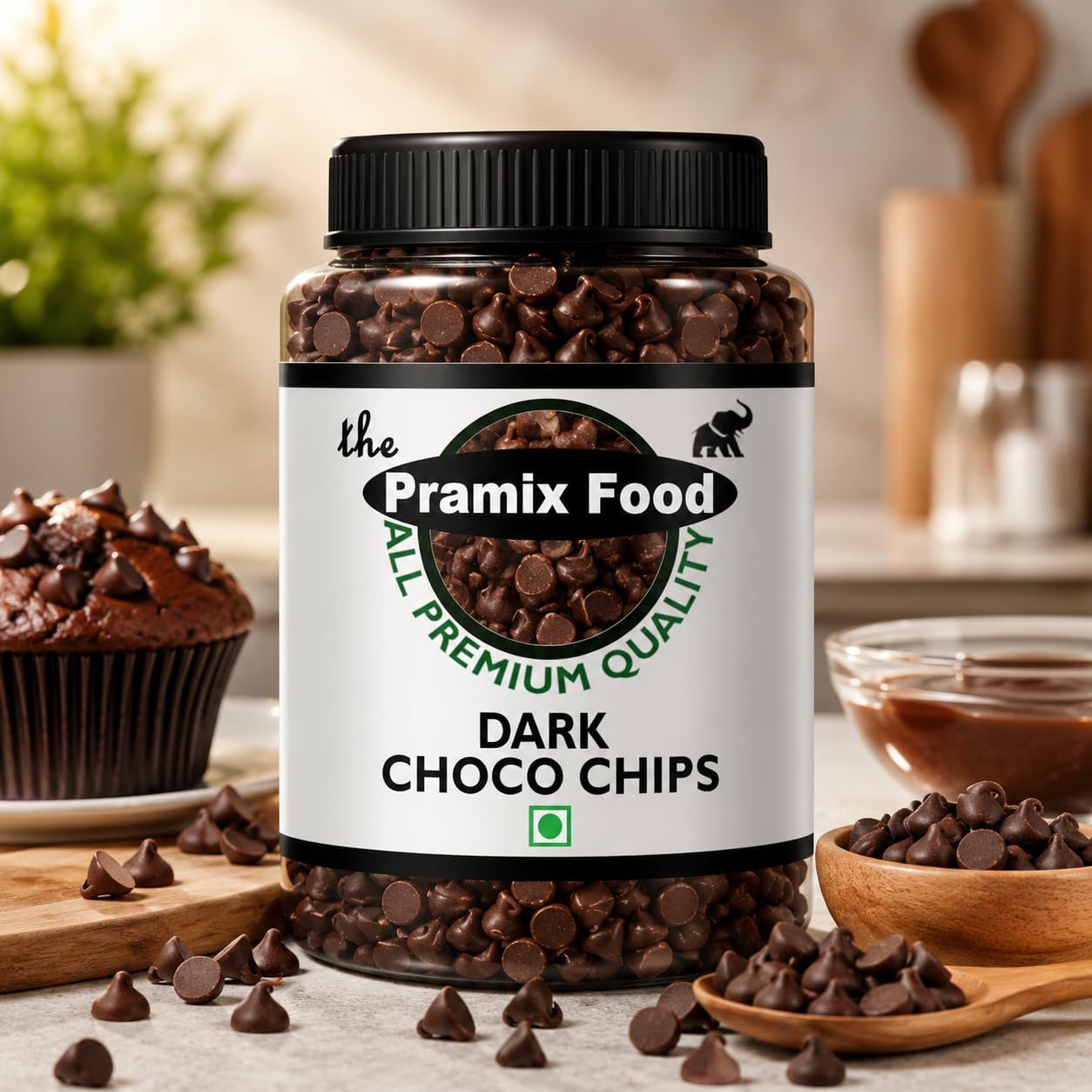 Pramix Dark Chocolate Mini Choco-Chips – Baking Ingredient, Topping and Decoration Candy for Ice Cream, Desserts and Baked Goods (250gm)