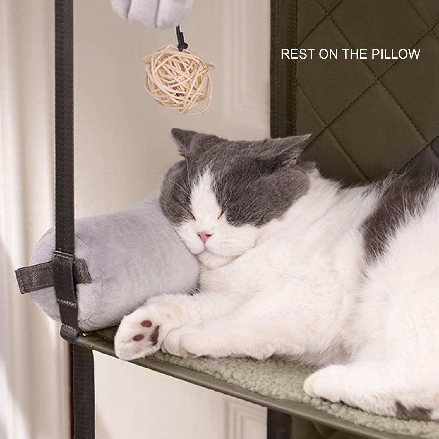 review Door Mounted Cat Climber, Foldable Multifunctional Cat Tower Bed Furniture with Detachable Pillow and Bell Toy, Space Saving Cat Tree for Indoor Cats