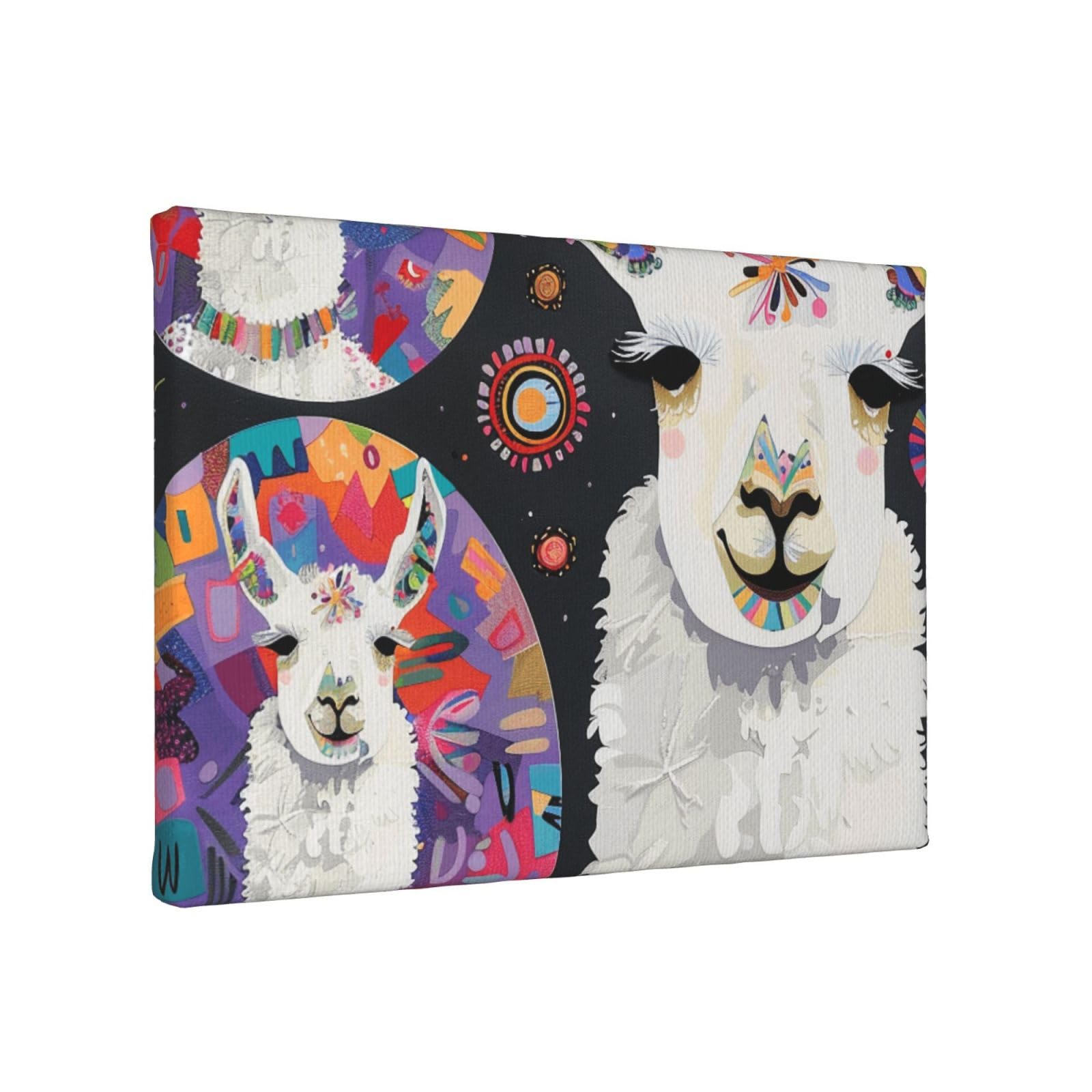 YKLJG Llama Alpaca Printed Wall Art Canvas Painting 30x20 CM Wooden Framed Picture Painting Artwork Prints for Bedroom Kitchen Home Office Decor