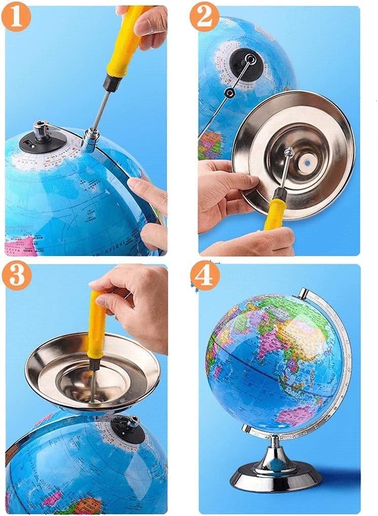 Weltglobus mit Metallständer und Lupe, geografischer Globus, Schreibtisch-HD-Karte, Globus für Erwachsene und Kinder (25 cm Durchmesser)