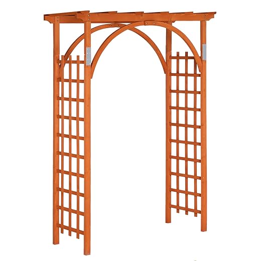 VINGLI 85in Wooden Arbor, Wedding Arch for Ceremony, Wood Trellis for Plant Climbing, Christmas Decor Pergola for Garden Backyard, Lawn (Teak)