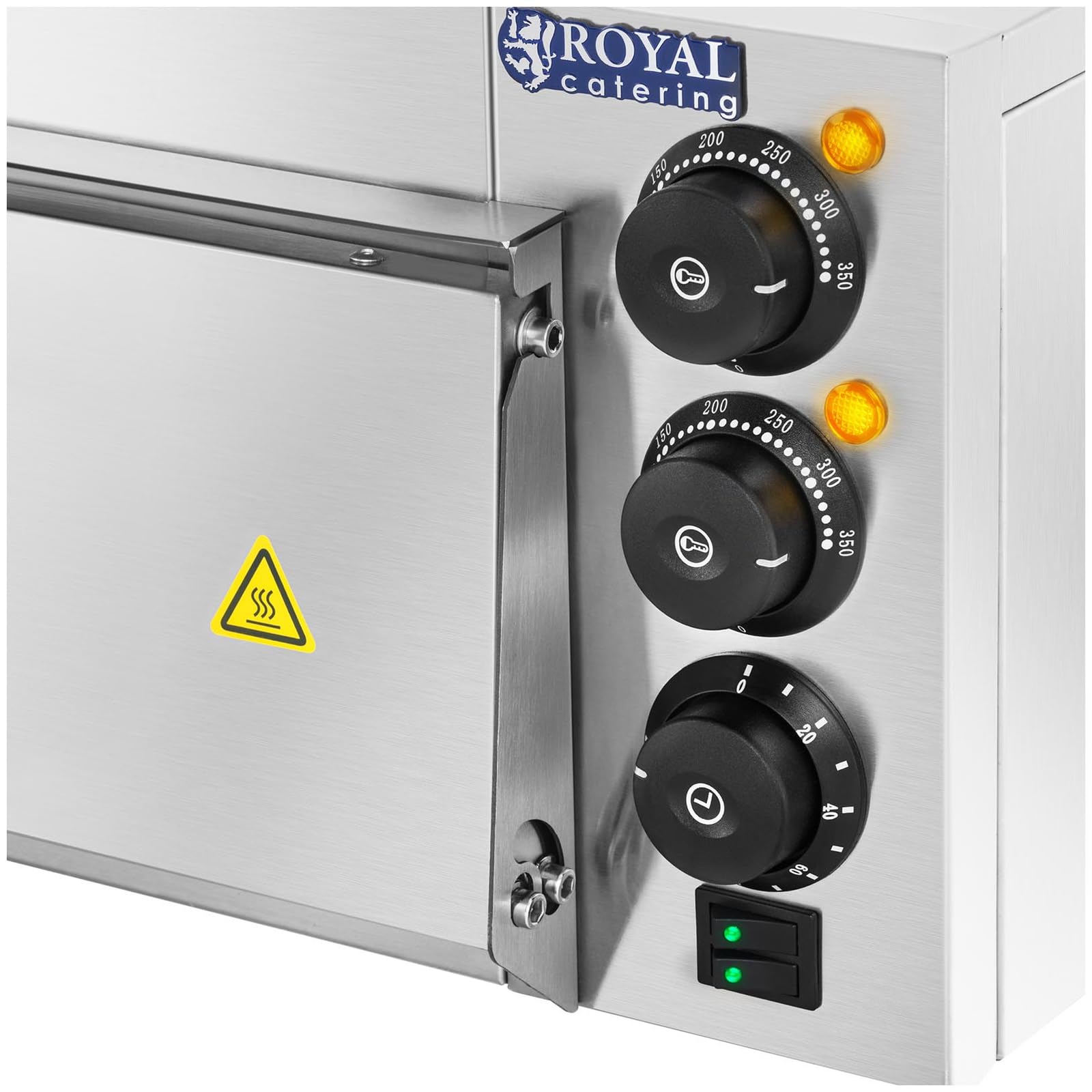 Royal Catering Horno De Cocina Para Pizza Eléctrico RCPO-2000-60-1 (Con piedra de cordierita, Temperatura hasta 350 °C, Pizzas hasta Ø 60 cm)
