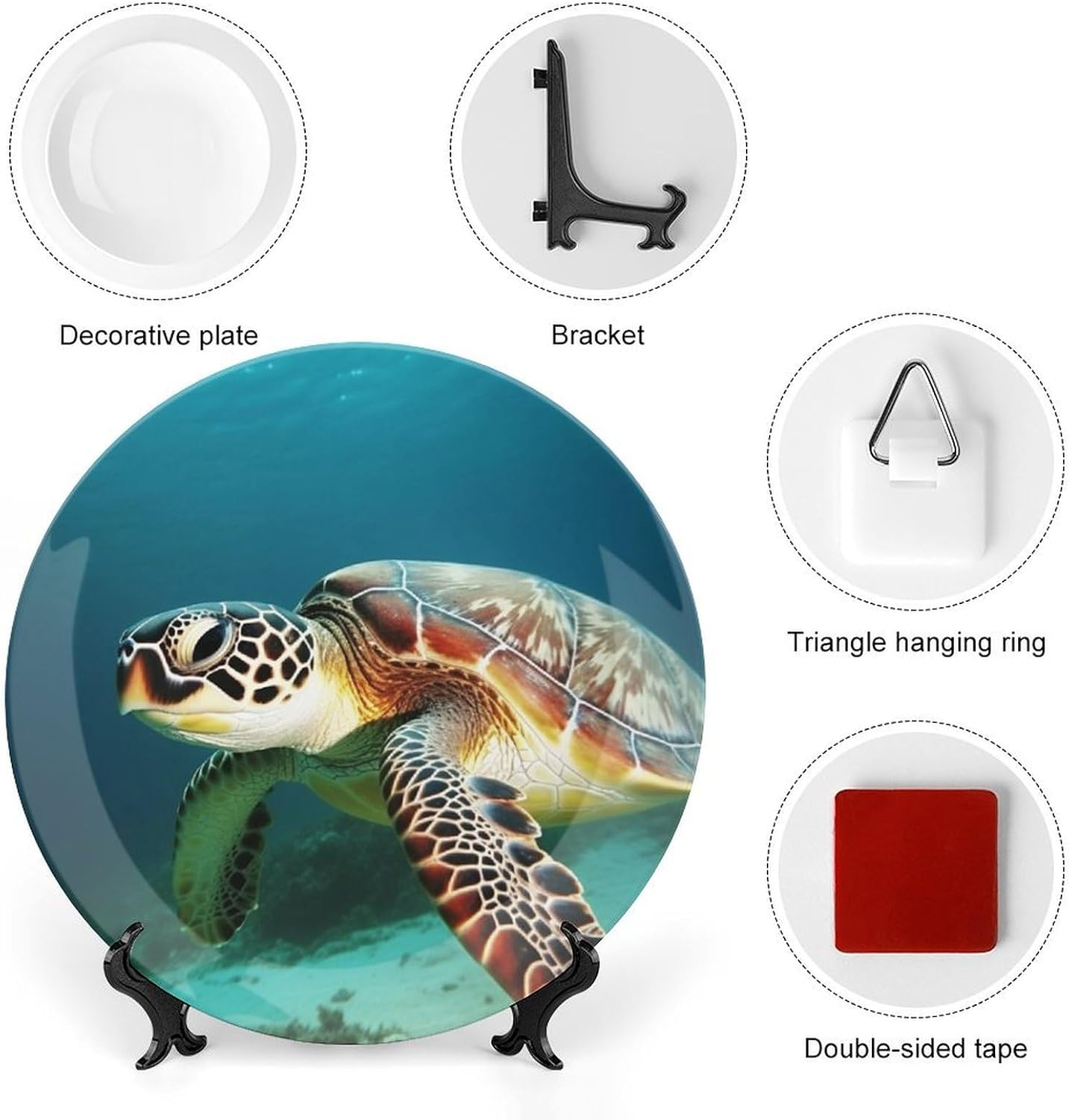 Sea Turtle Ceramic Decorative Plate for Home, Bone China Plates image 3
