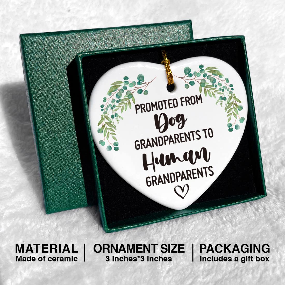 New Grandparents Ornaments Keepsake Gifts from Baby, Promoted to Human Grandparents, Pregnancy Announcement Plaque Sign Gifts for First Time Grandparents Grandma Grandpa to Be Gifts