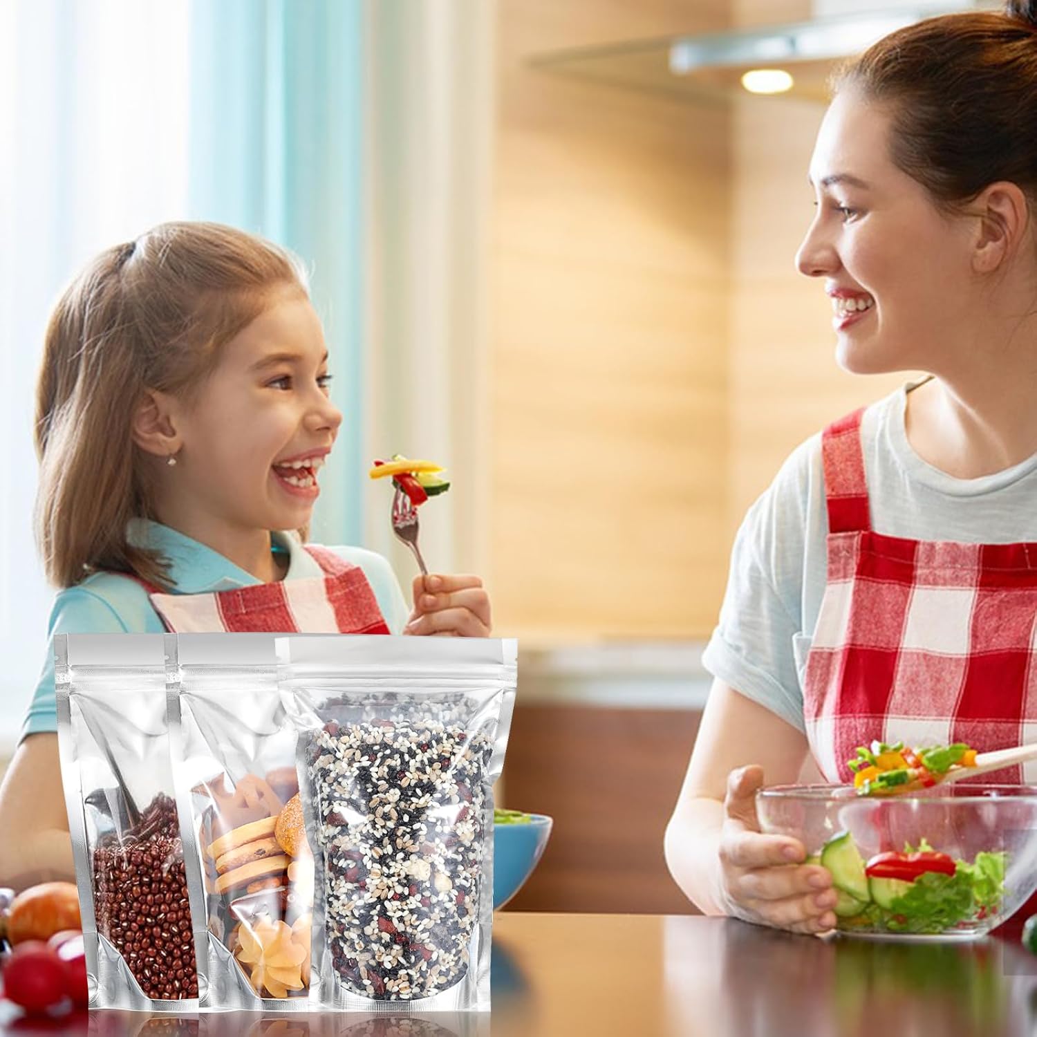 200 PCS Candy Bags, Sealable Heavy Duty Clear Mylar Food Storage Bags, Container Sets, Plastic Zipper Food Coffee Candy Storage, Refoldable Bags And Heat Sealable Food Storage (Pack of 2)