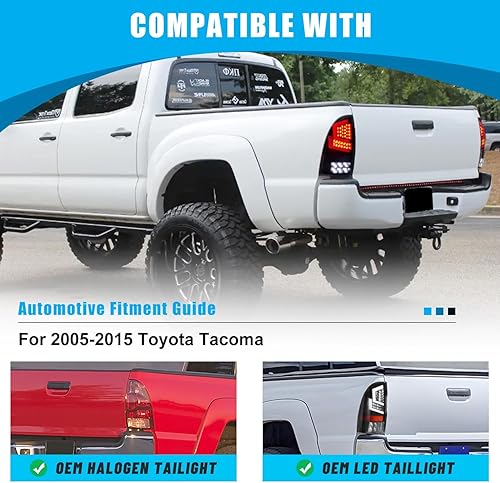 Miniatura 7 de CPW Luces traseras compatibles con Toyota Tacoma Pickup Truck 2005-2015, luces traseras LED laterales izquierda y derecha, luz de señal de giro
