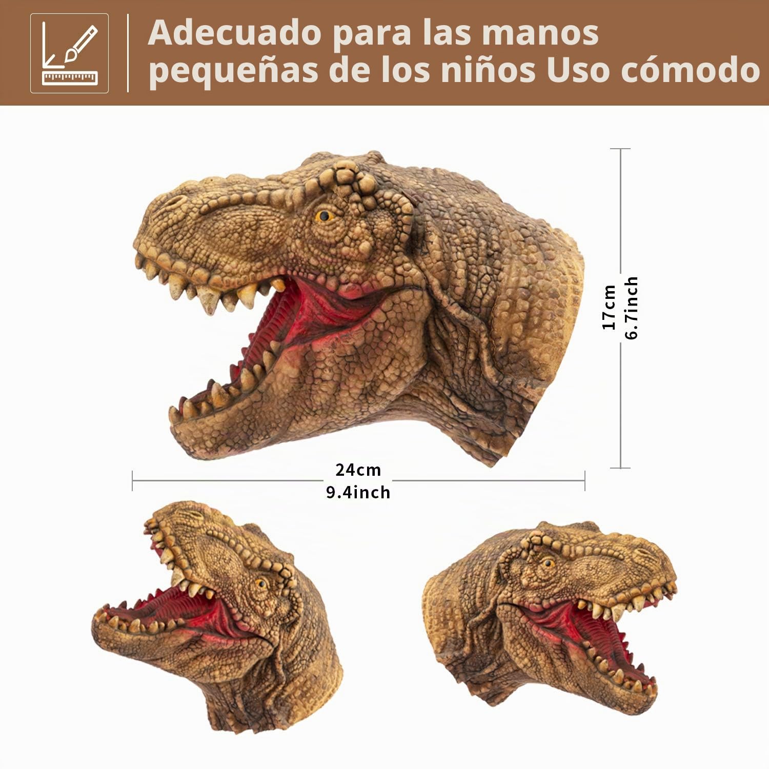 Dinosaurio Marionetas de mano Dino Juguetes de látex Raptor realista Marioneta de cabeza de animal suave juego de juguete de goma T rex Marionetas Tyrannosaurus Dilophosaurus Triceratops Paquete de 3…