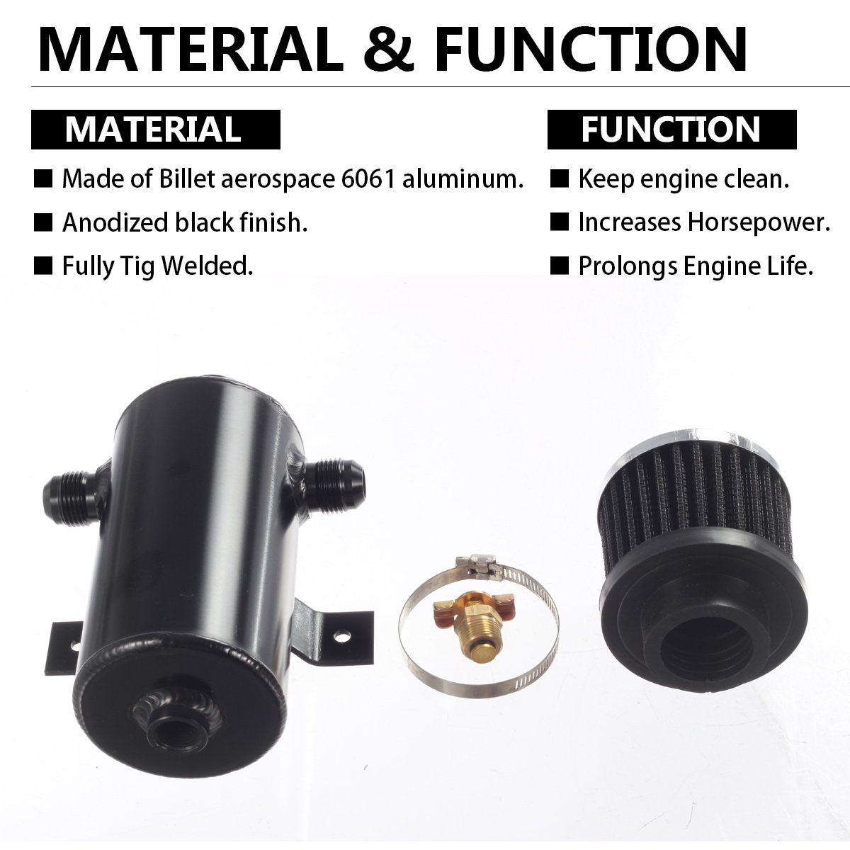Buy Universal 750ML 10AN Aluminum Baffled Oil Catch Can Breather Can