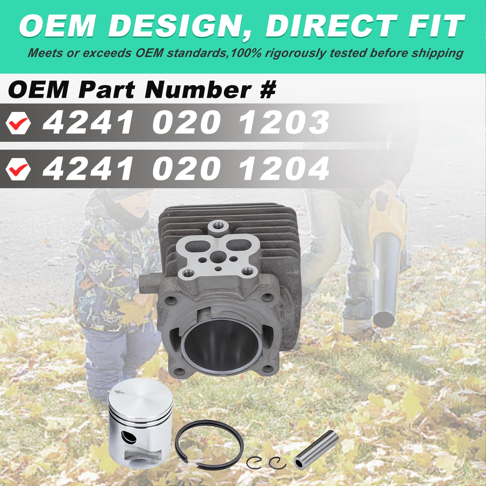 Adefol - Kit cilíndrico para Stihl BG56 BG56C SH56 SH56C BG86 BG86C BR200 SH86 SH86C SR200 - Soplador de hojas, cilindro delantero filtro de combustible, bujía, repuesto 4241 020 120