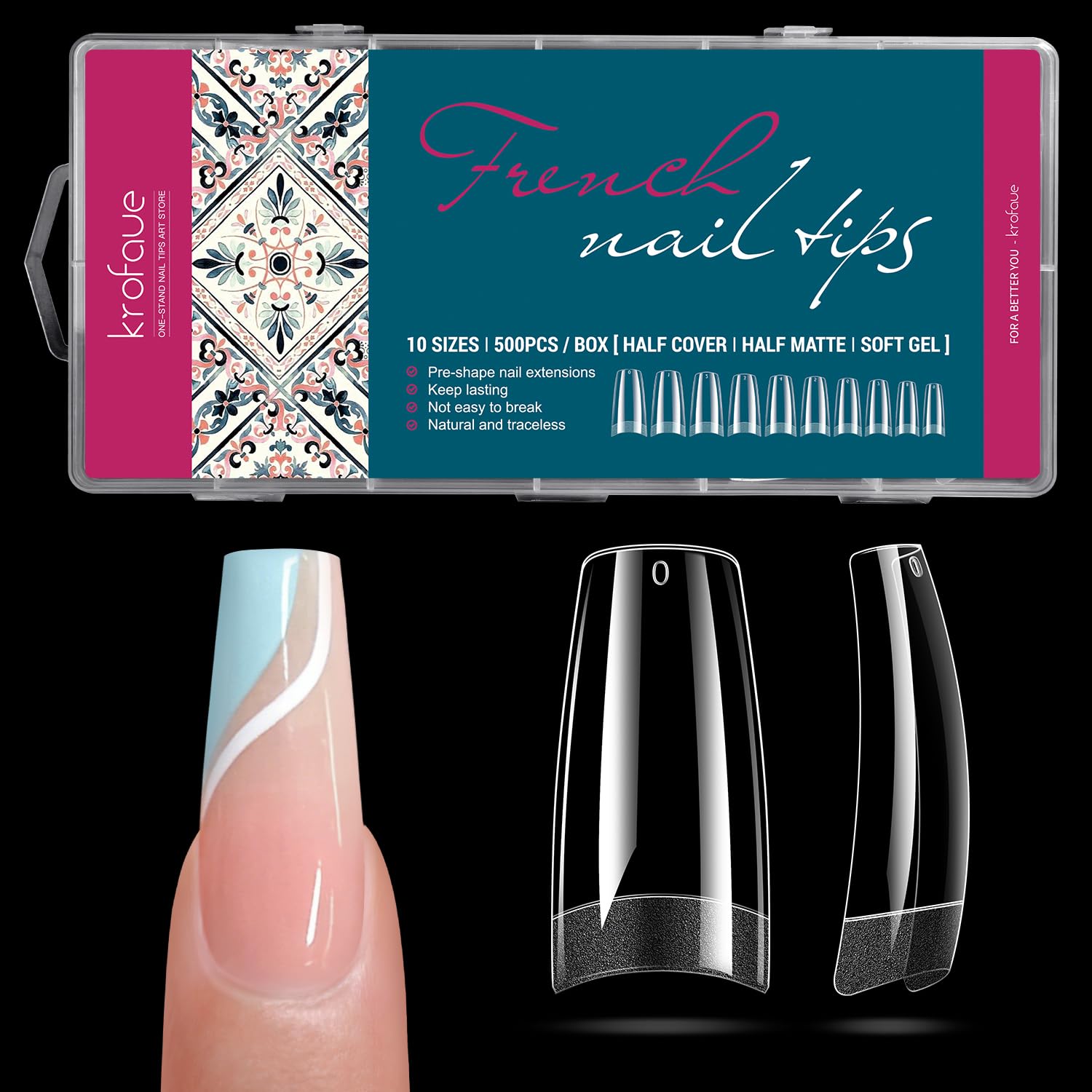 French Half Nail Tips - 500 PCS -19 French Half Nail Tips - 500 PCS -19