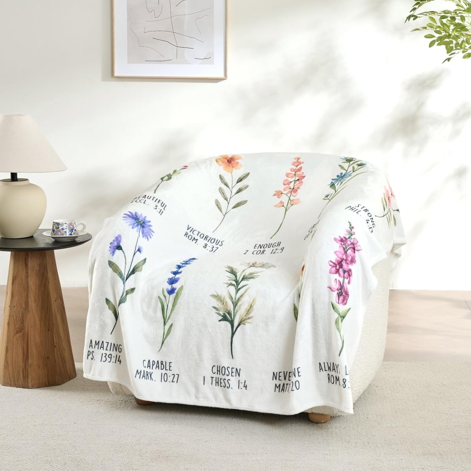 Beige Christian Blanket with God Says You are & Floral Design, Inspirational Religious Gifts for Women - Faith Based Throw Blanket for Mom, Friend, Birthday - Image 2