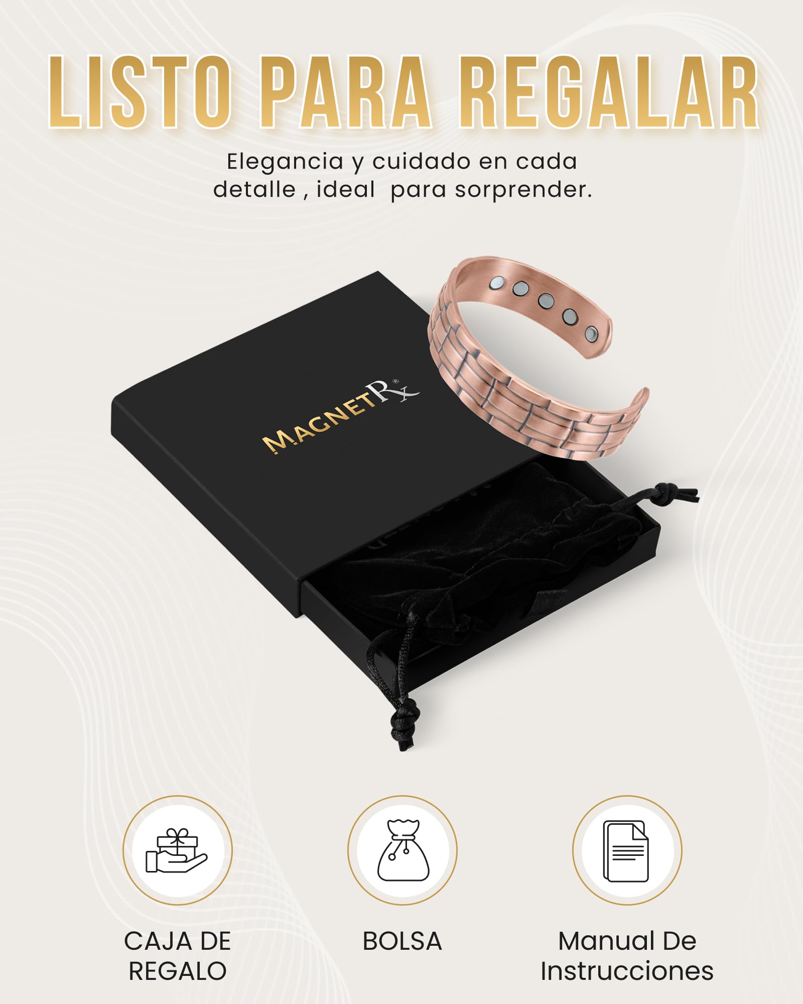 MagnetRX® Pulsera magnética para hombre – Cobre puro 99.9%