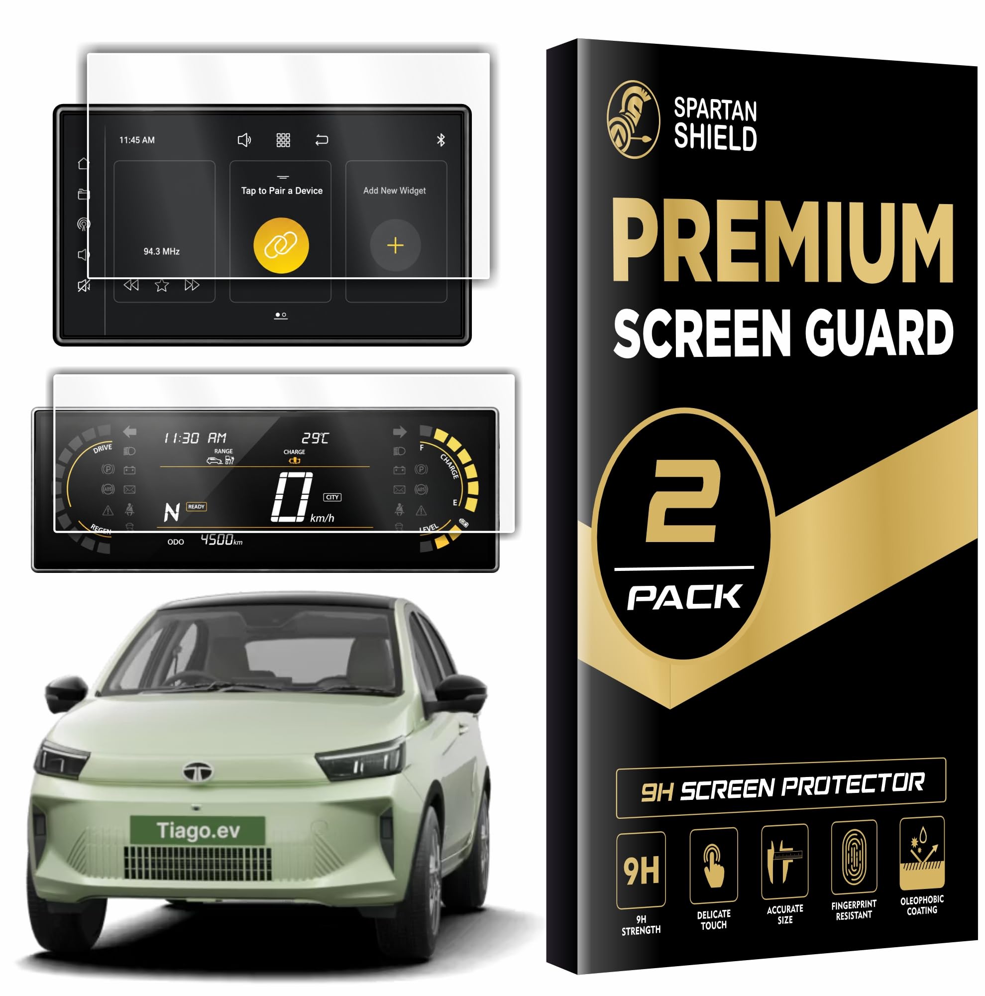 SPARTAN SHIELD [2 PACK] Screen Guard For TATA TIAGO EV 2026 Facelift || Pure+ || 8 Inch Infotainment Touchscreen + 5 Inch Instrment Cluster Protector | Anti Scratch | Water Resistant | HD Clear | High Touch Sensitivity | TataTiago Car Display Accessories 2026+ [Not Tempered Glass]-image-31