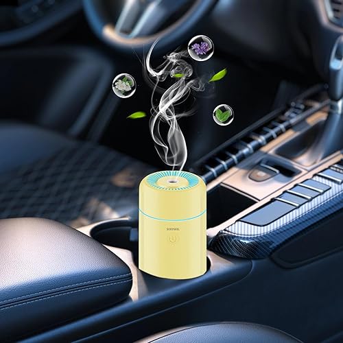Difusor de aceite esencial de aromaterapia para automóvil, humidificador USB pequeño para automóvil con 7 luces LED que cambian de color, adecuado