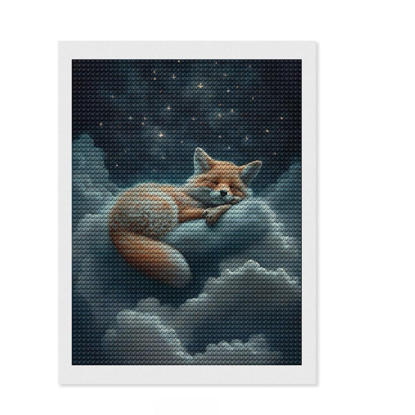 Junmoney Fox in Sky Diamond Painting Kit 12"x16", for Women, Easy to Follow Symbols, Birthday Gift, Home Wall Decor, Neat Printed Canvas