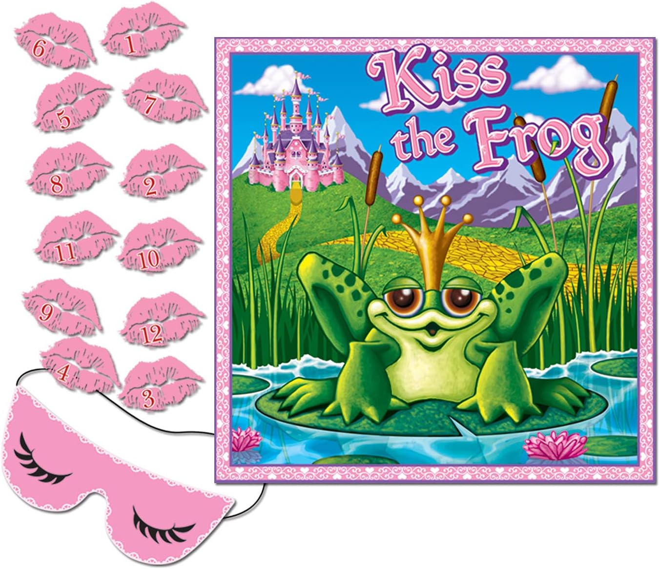 Kiss The Frog Party Game (mask & 12 lips included) Party Accessory (1 count) (1/Pkg)